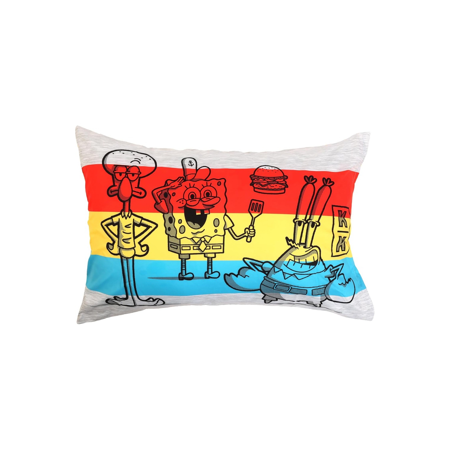 Ensemble de literie pour lit simple SpongeBob Squarepants – Ensemble 4 pièces pour enfants avec couvre-lit, drap-housse, drap plat et taie d'oreiller