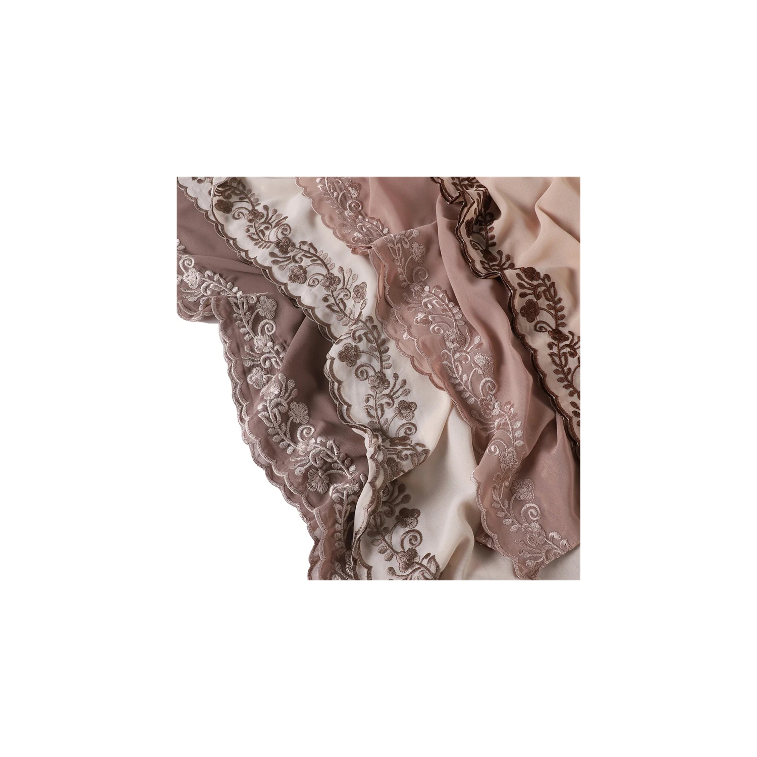 Brodery Lace Chiffon Hijabs pour femme Vine Heavy Pearl Industry Edge Long Scarf Light Scarf châle Shawl Turban Ramadan