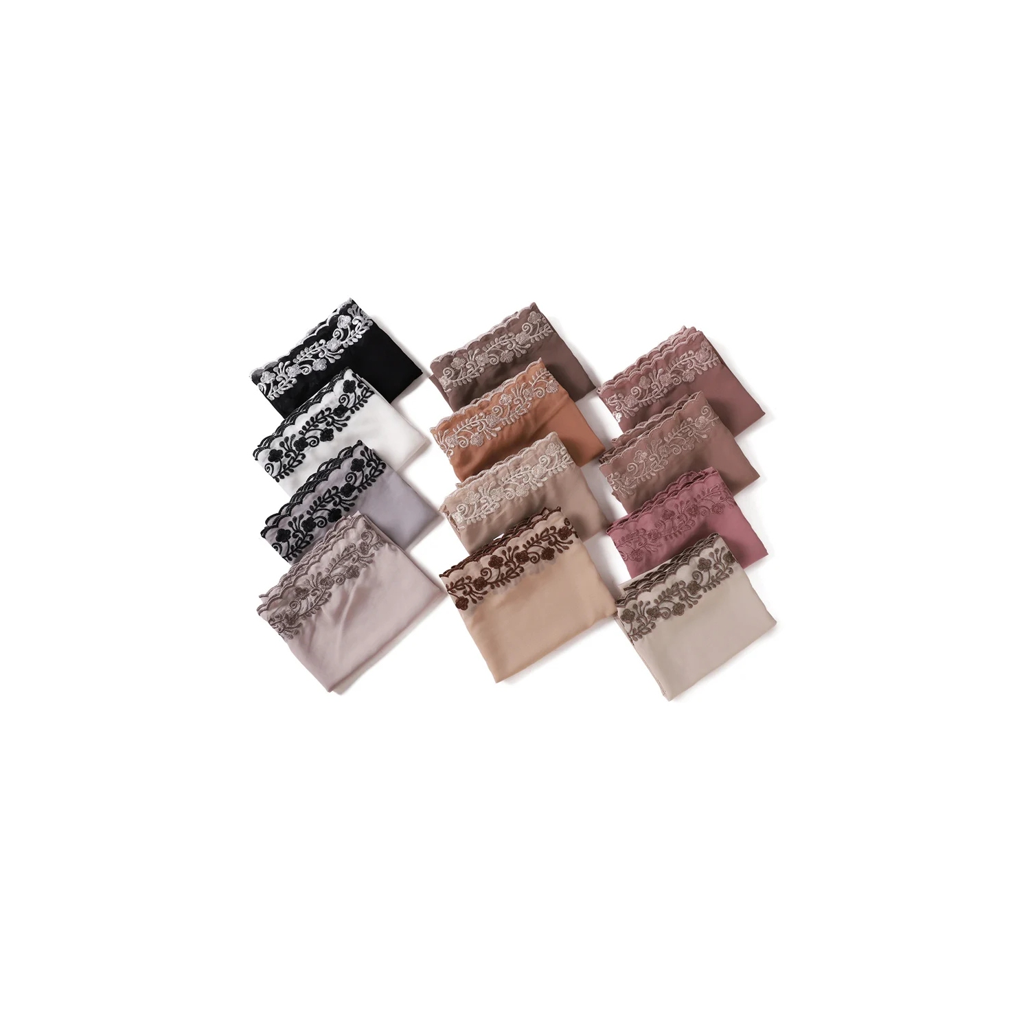 Brodery Lace Chiffon Hijabs pour femme Vine Heavy Pearl Industry Edge Long Scarf Light Scarf châle Shawl Turban Ramadan