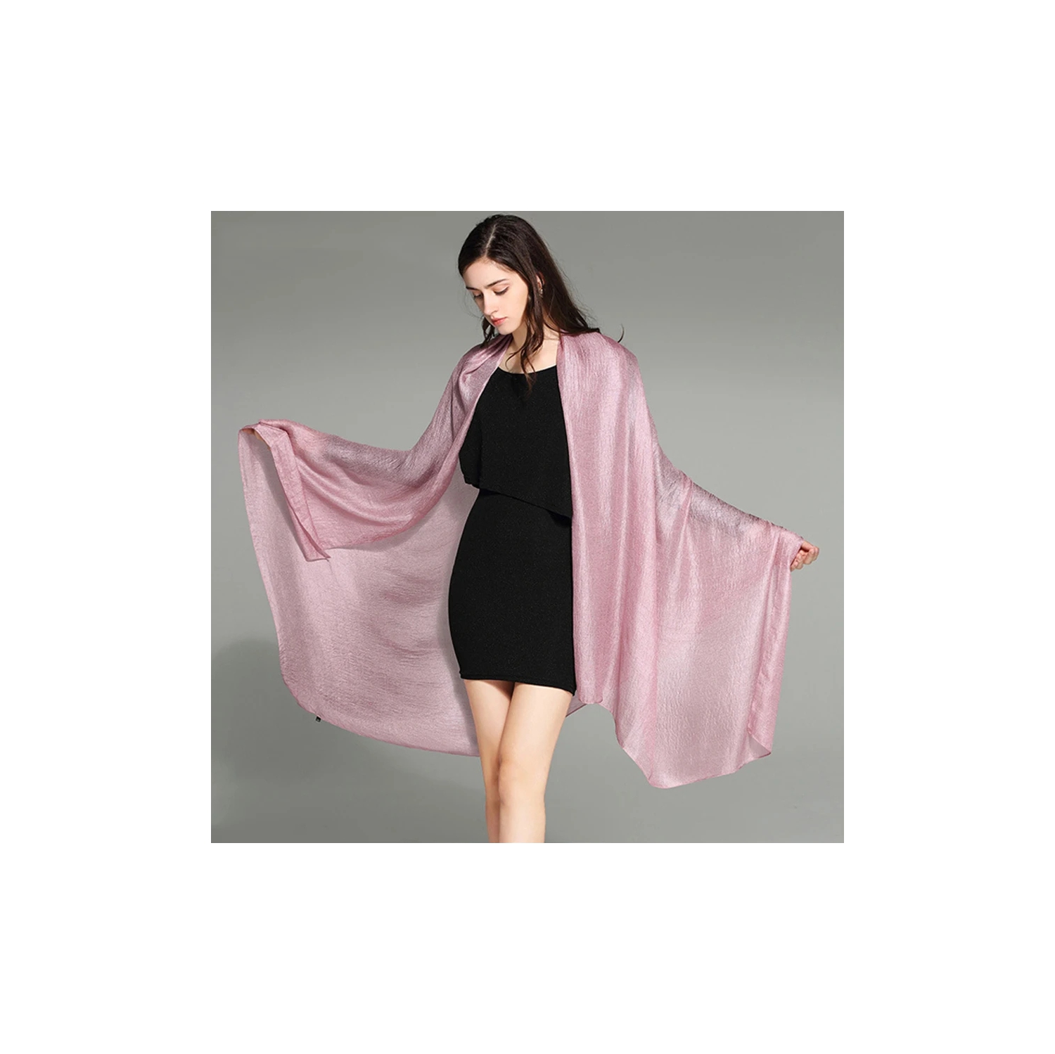 Satin Crepe Chiffon Fabric Women Scarf Pure Luster Color Dutch Linen Shawl Femme All-match Elegant Hijab Femme Soft Schal Mujer Breathable Bufanda