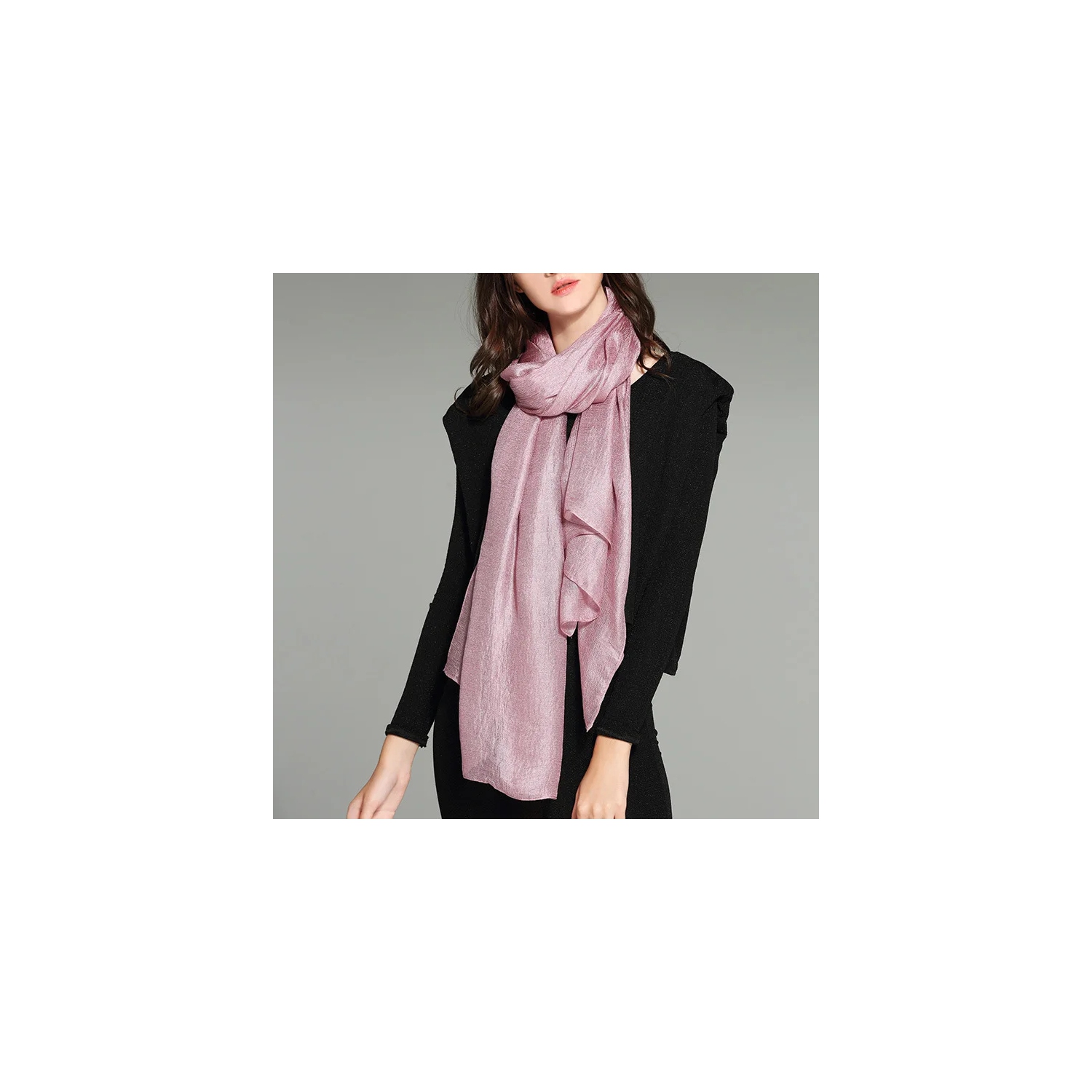 Satin Crepe Chiffon Fabric Women Scarf Pure Luster Color Dutch Linen Shawl Femme All-match Elegant Hijab Femme Soft Schal Mujer Breathable Bufanda