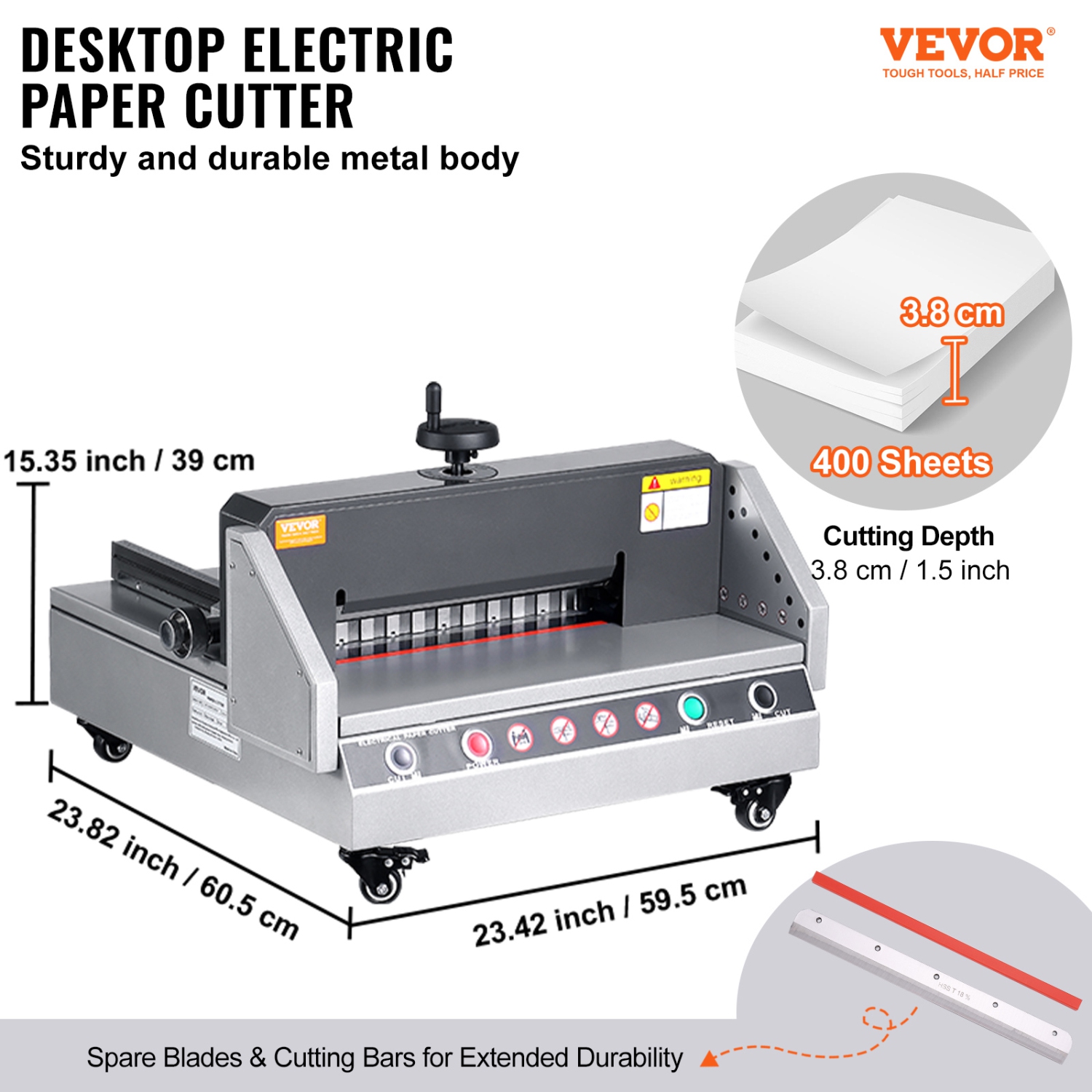 VEVOR 13" /330.2mm Electric Paper Cutter,Cutting Width, 1.57"/40mm Cutting Thickness, Desktop Paper Cutting Machine with Button Control, Electric