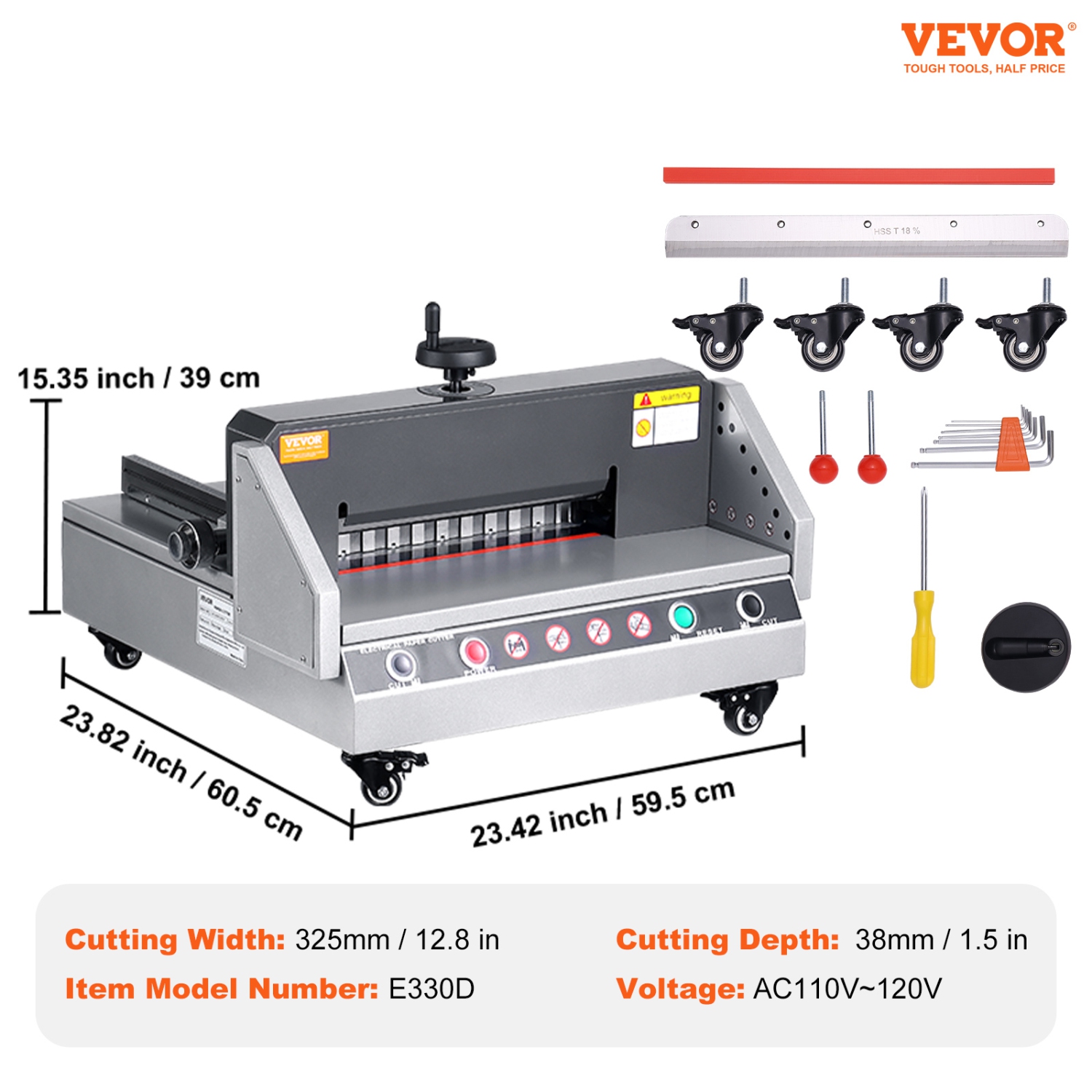 VEVOR 13" /330.2mm Electric Paper Cutter,Cutting Width, 1.57"/40mm Cutting Thickness, Desktop Paper Cutting Machine with Button Control, Electric