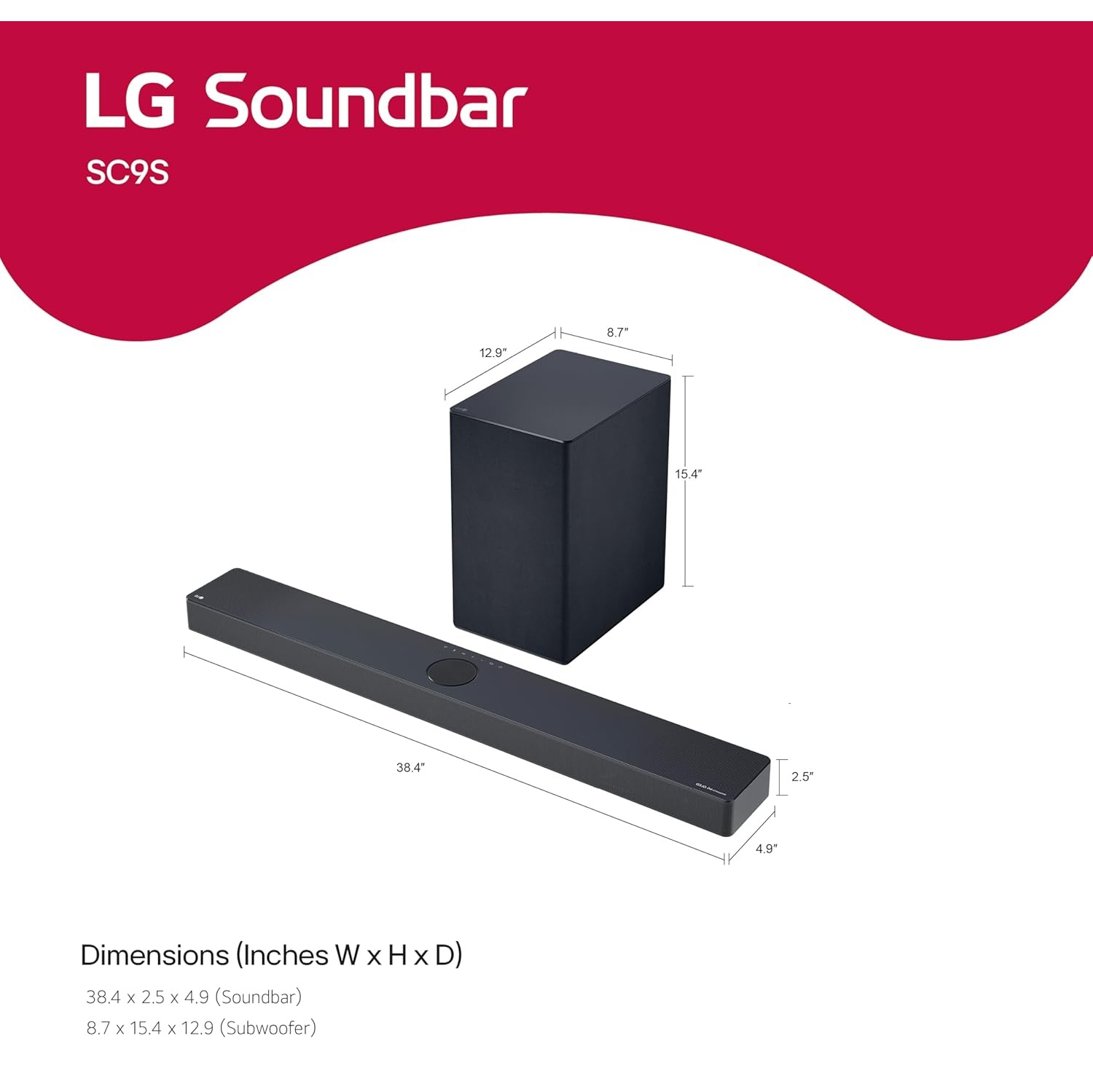 LG SC9S 3,1.3&nbsp;po intégré avec Dolby Atmos sans fil, h.-p. d'extrêmes graves sans fil Bon