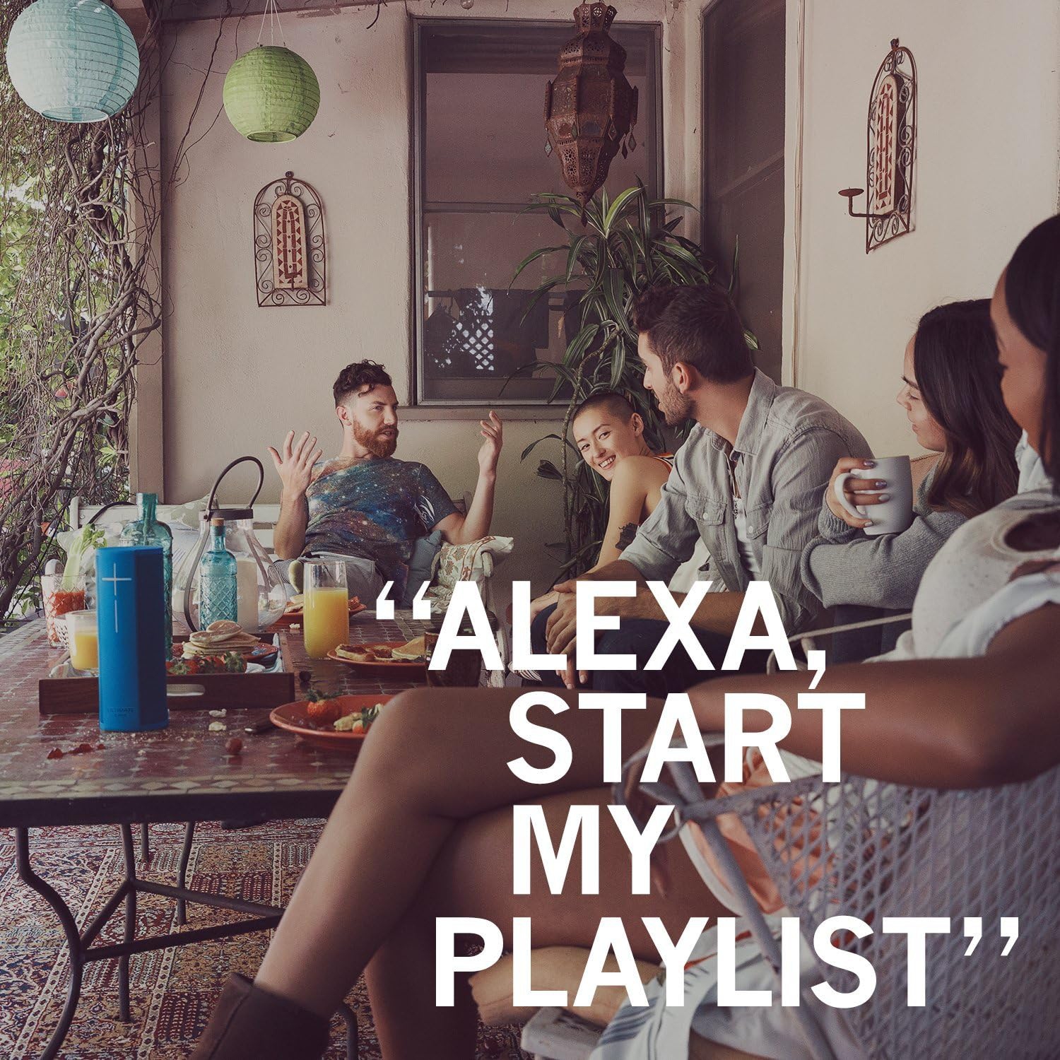 Remis à neuf - Haut-parleur portatif Wi-Fi/Bluetooth MEGABLAST d'Ultimate Ears avec commande vocale mains libres Alexa d'Amazon (étanche) - Blizzard