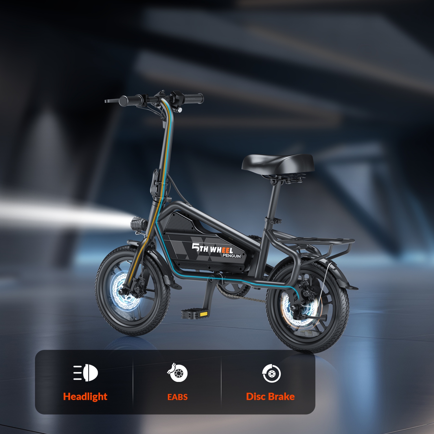 5E WHEEL 650&nbsp;W Puissant vélo électrique pliable&nbsp;: Gamme 40&nbsp;km, vitesse 32&nbsp;km/H, freins à double disque et éclairage intégré pour