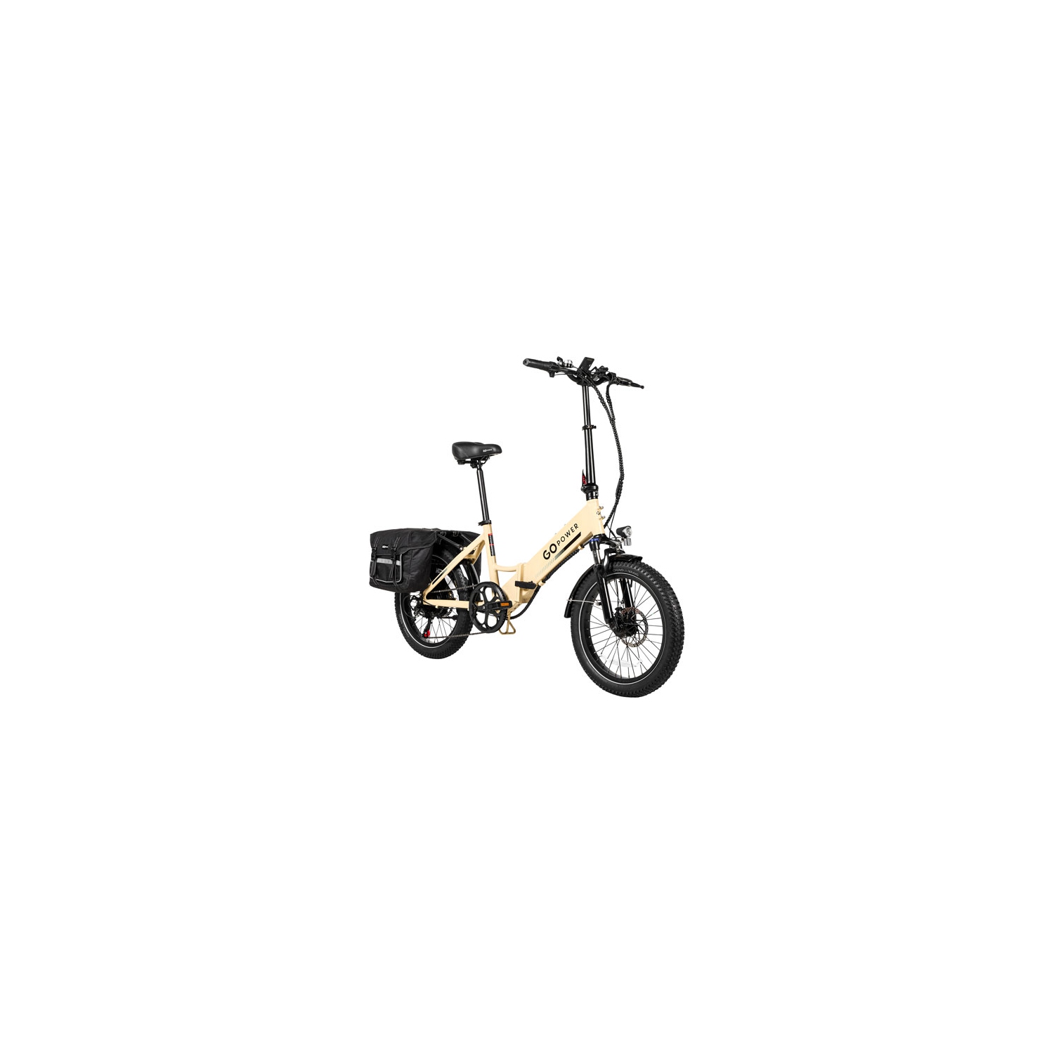 Boîte ouverte - Vélo électrique à gros pneus à cadre bas GoPlus de GoPowerBike - Sable