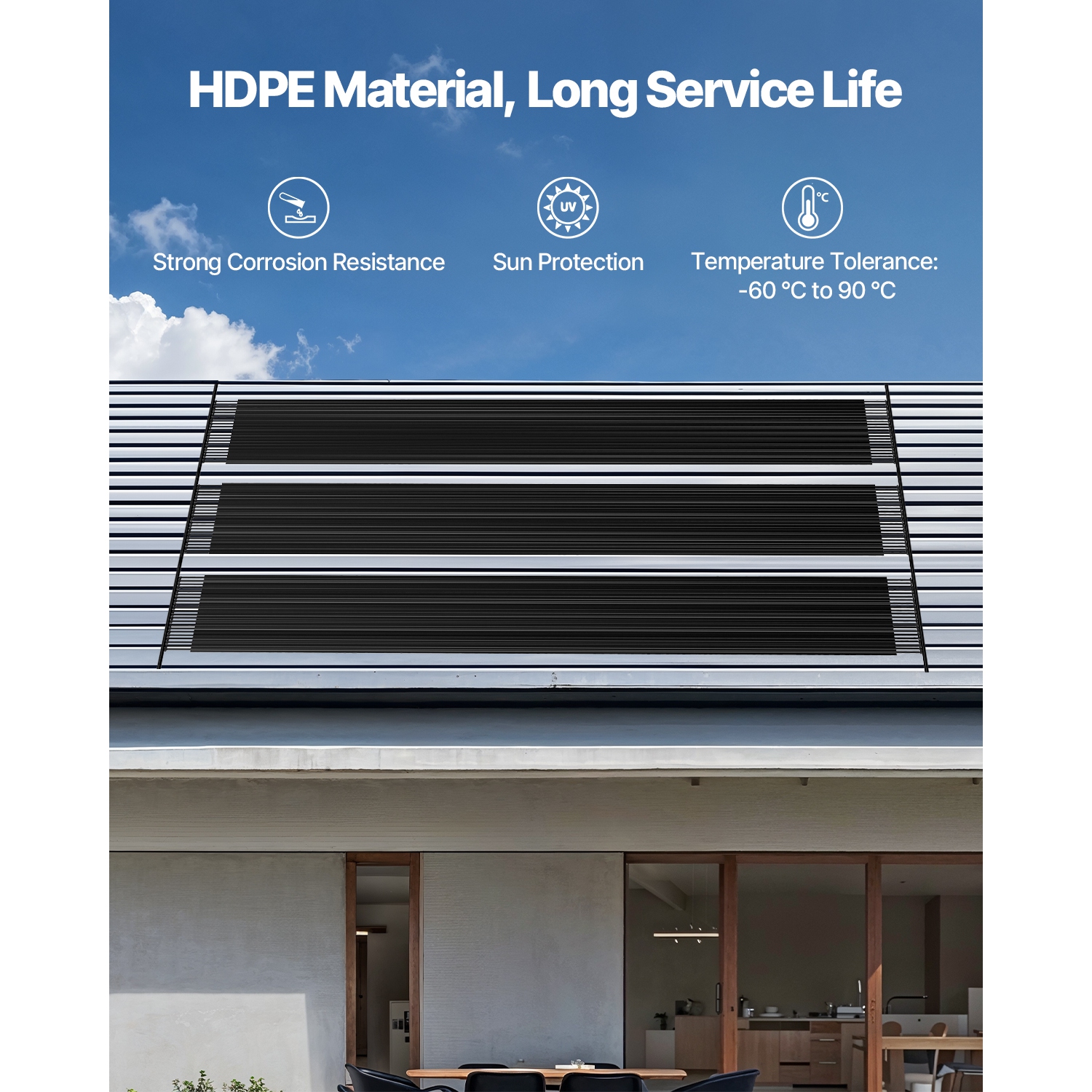 VEVOR 4 x 24 ft Solar Pool Heater,HDPE Pool Heating System - Durable & Weather-Proof,with Complete Accessories,Universal Solar Pool Panel–Raises