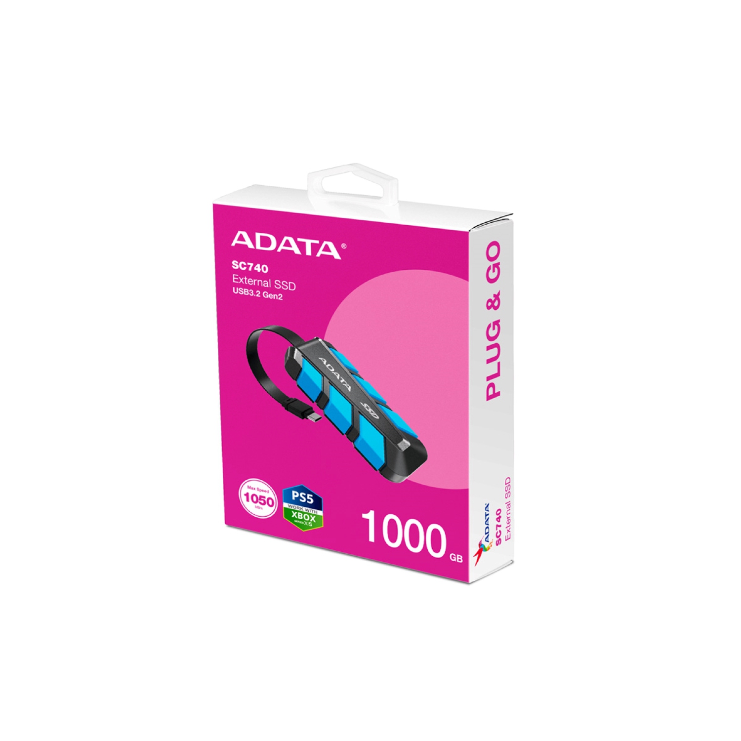 SSD externe portatif SC740-1000G-CBU SC730 1 To mini USB 3,2 Gen2 résistant aux chocs et aux chutes d'ADATA