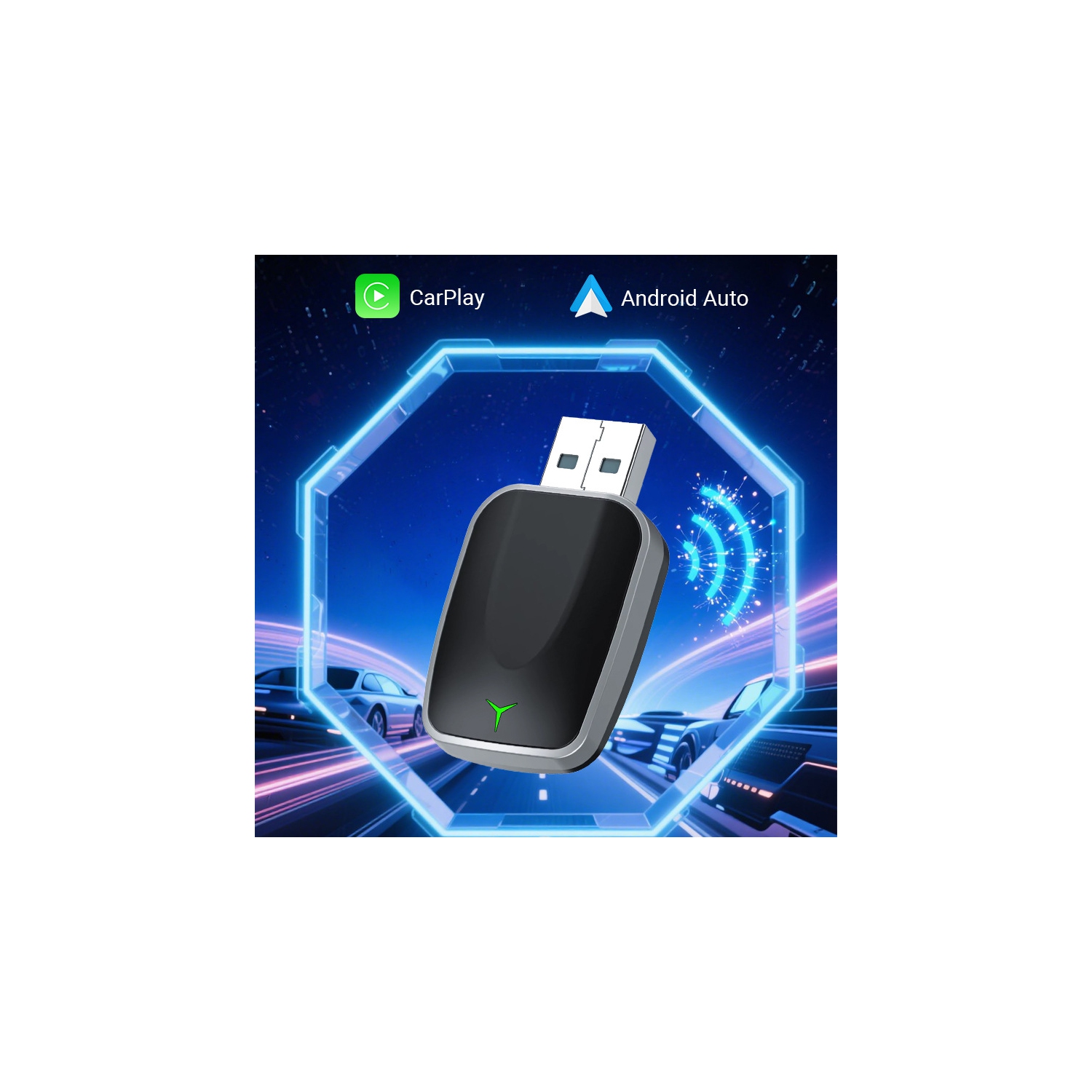 Adaptateur sans fil CarPlay Bluetooth 5,0 Connexion automatique avec fil à sans fil Plug and Play Compatible avec Apple et Android