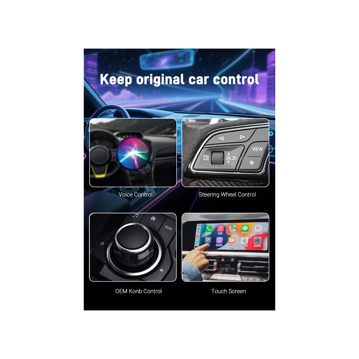 Adaptateur sans fil CarPlay Bluetooth 5,0 Connexion automatique avec fil à sans fil Plug and Play Compatible avec Apple et Android