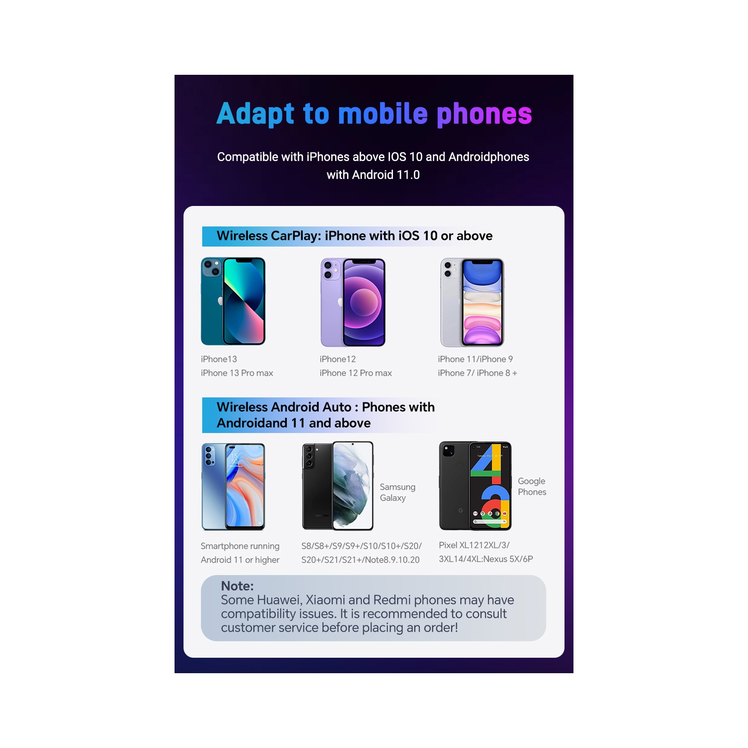 Adaptateur sans fil CarPlay Bluetooth 5,0 Connexion automatique avec fil à sans fil Plug and Play Compatible avec Apple et Android