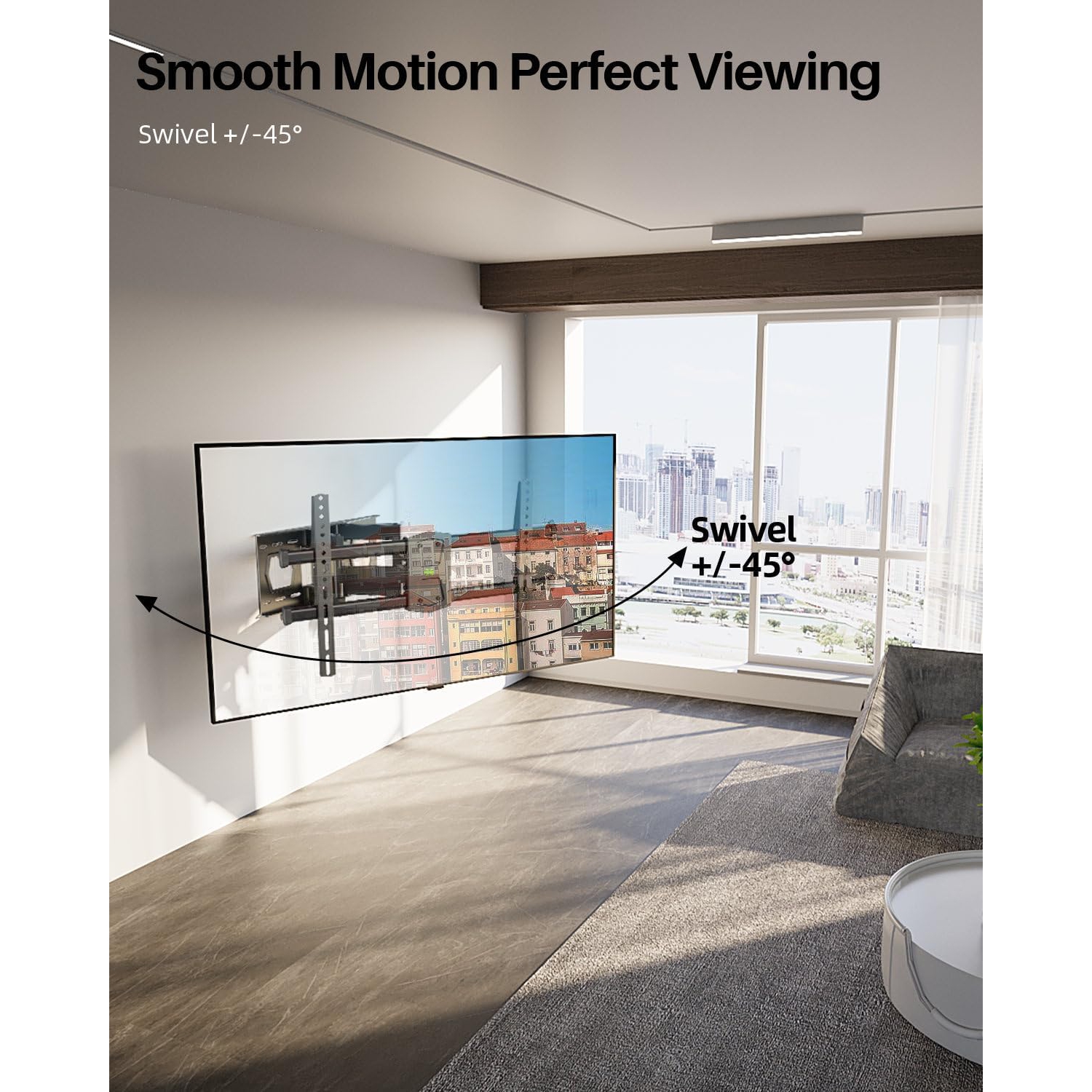 USX MOUNT Full Motion TV Wall Mount for 42"-84" TVs, Swivel and Tilt TV Mount, with Articulating 6 Arms, Max VESA 600x400mm, 120 lbs, 16" Wood Studs