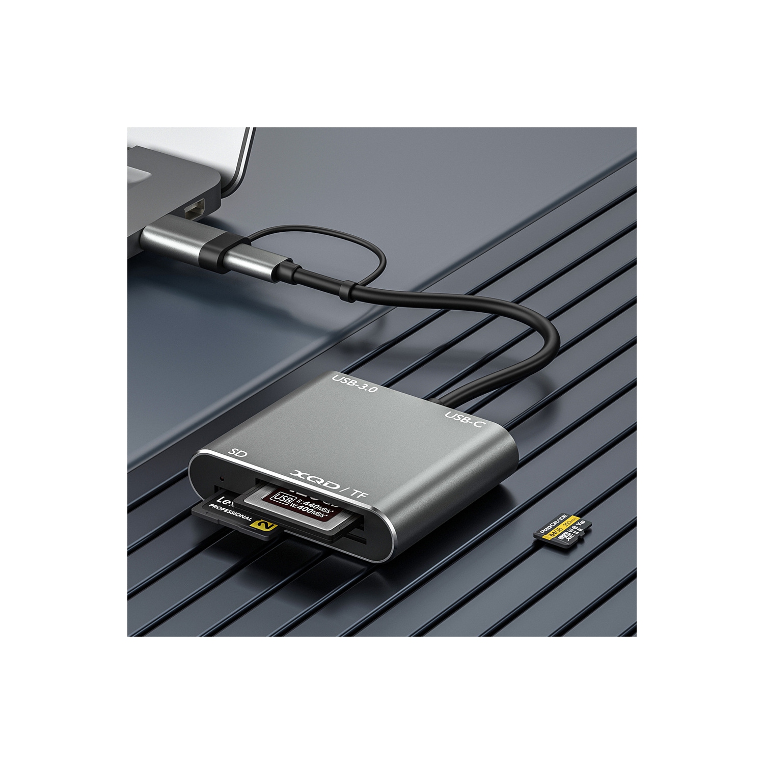 USB3.0 multi-function card reader supports TF/SD/XQD cards 5-in-1 expansion dock High-speed card reading Laptop USB expansion dock