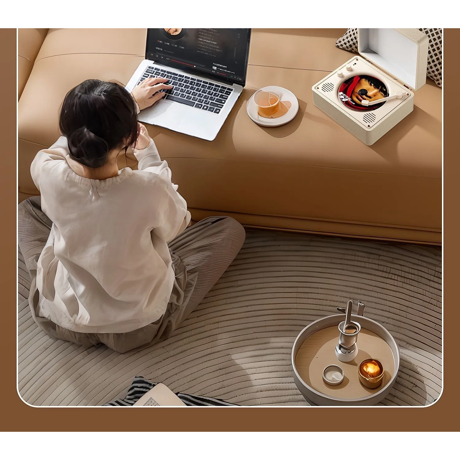 Lecteur CD rétro disque disque album créatif en cuir rose Haut-parleur Bluetooth pour la lecture des haut-parleurs et des disques d'album - vert