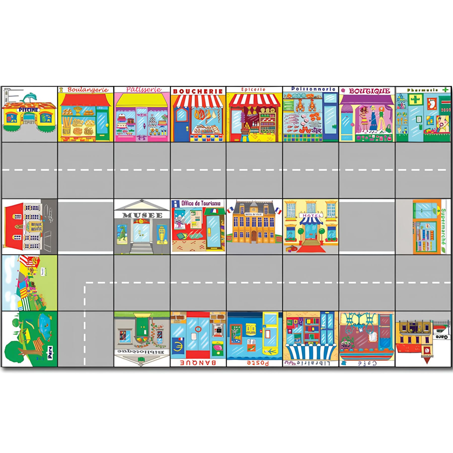 Ensemble robot programmable See & Say Bee-Bot avec 3 tapis d'activité&nbsp;: Bord de mer, ville française et rue occupée - Jouet de programmation