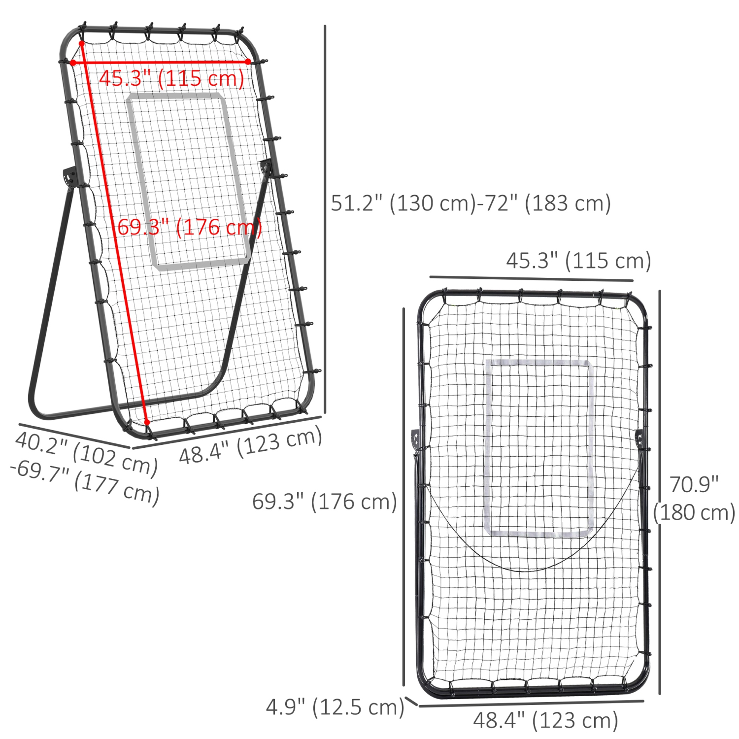 Soozier Volleyball Rebounder Net, Angle Adjustable Soccer Rebounder, Lacrosse Baseball Volleyball Training Equipment Aid for Kickback Target Goal