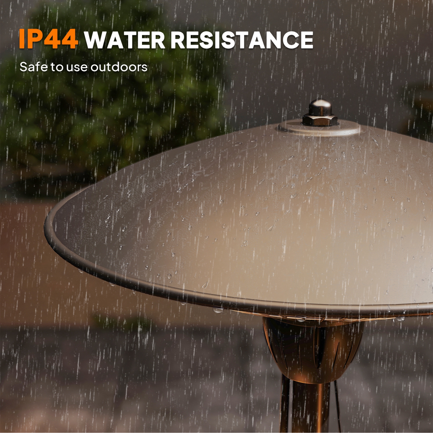 Outsunny 1500 W Electric Patio Heater with Tip-Over Protection, IP44 Outdoor Heater with Retro Desk Lamp Design, Pull Switch for Garden, Gazebo,