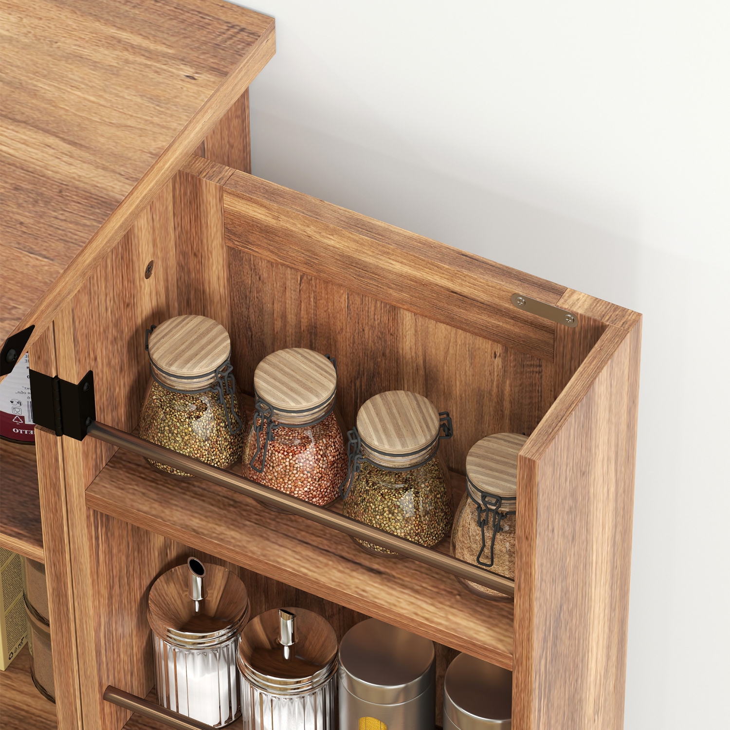 HOMCOM 47" Kitchen Pantry Cabinet, Freestanding Farmhouse Storage Cabinet with Doors, 2 Adjustable Shelves and 12 Door Shelves, Brown