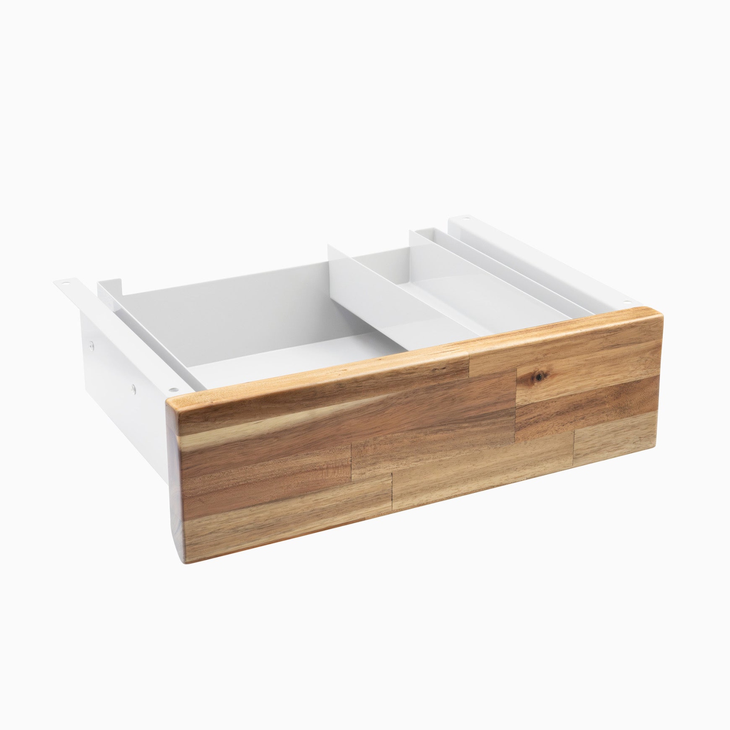 Desky – Rangement minimal sous le bureau en acacia blanc, mince et coulissant, capacité 11&nbsp;lb