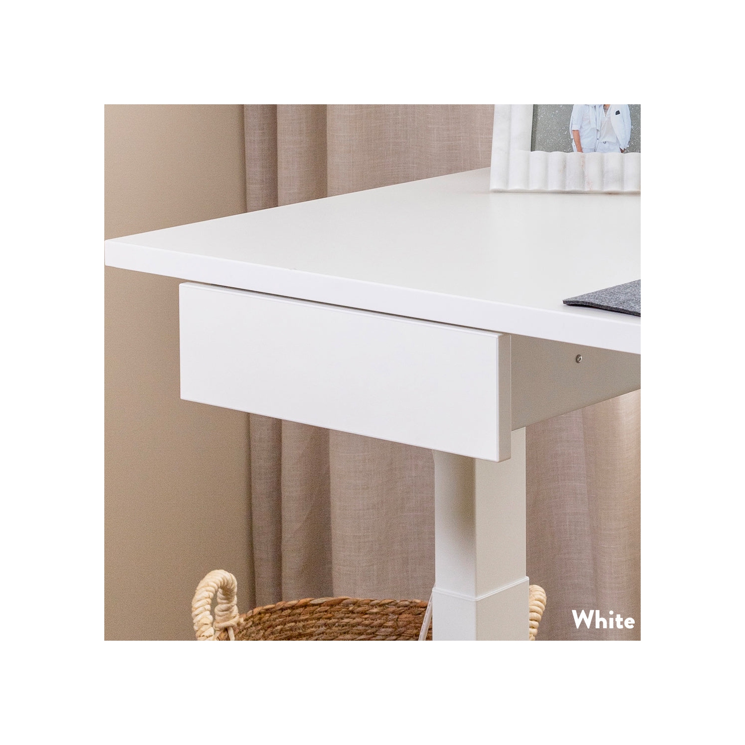 Desky Natural Rubberwood Minimal Under Desk - Black Steel Slim Slide-Out Storage, 11 lb Capacity