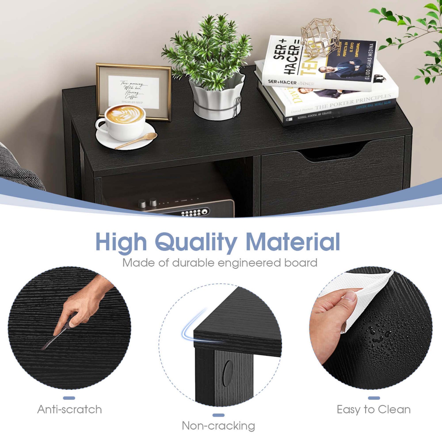 Costway 2 PCS 3-Cube Bookcase Organizer with 2-tier Wooden Storage Shelf & Pull-out Drawer