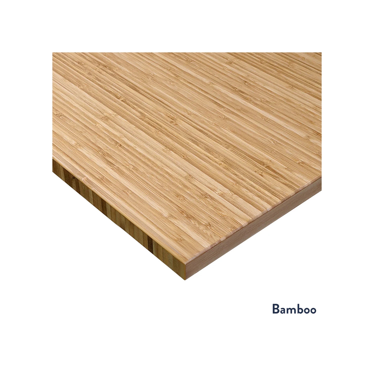 Bureau en L en bambou Desky Zero – Bambou foncé 60&nbsp;po, cadre gris cosmique, hauteur ergonomique fixe