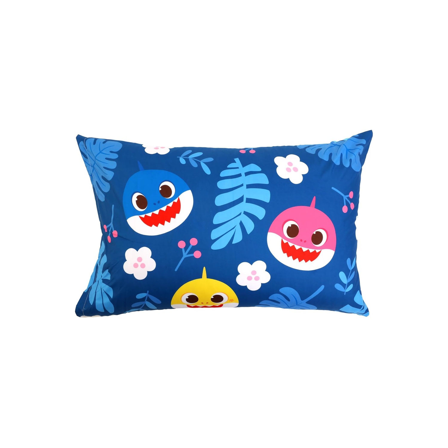 Ensemble de literie pour lit simple Baby Shark – Ensemble 4 pièces pour enfants avec couvre-lit, drap-housse, drap plat et taie d'oreiller