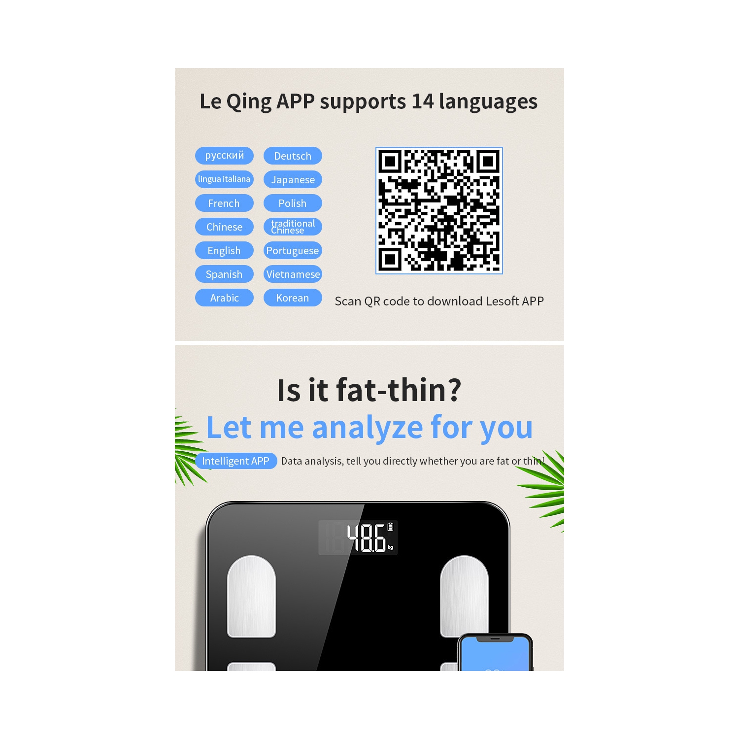 Professional Body Fat Scale - Multi-Indicator Analysis, Large LED Display, Accurate Measurement White