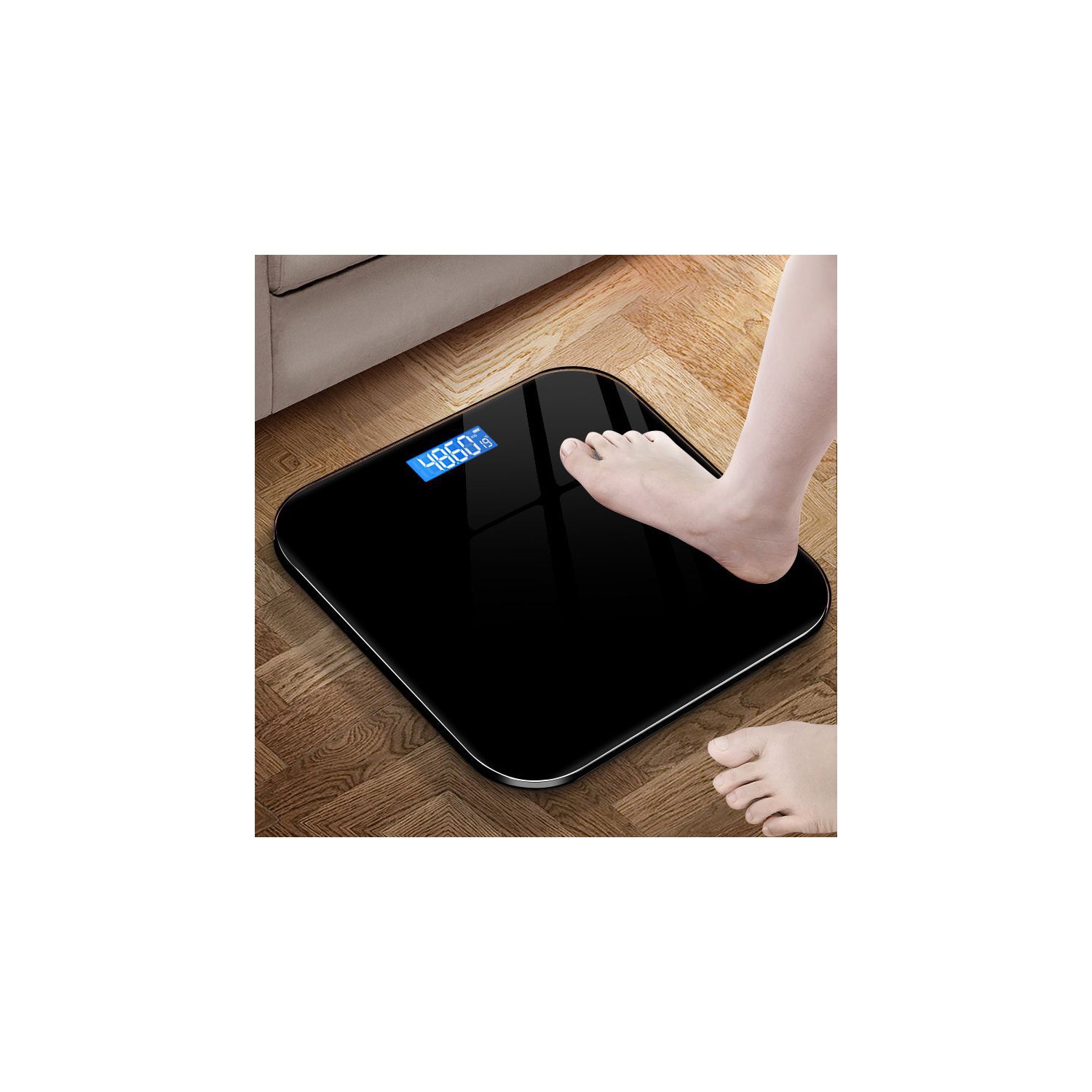 Smart Scale - Playful Cartoon Style, Accurate Measurements, Durable, Accurate Weight and Fat Scale, Digital Bathroom Scale, Rechargeable - Pure Black