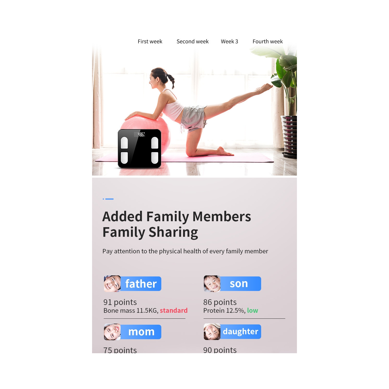Pèse-personne professionnel - Analyse multiindicateurs, grand écran LED, mesure précise noir