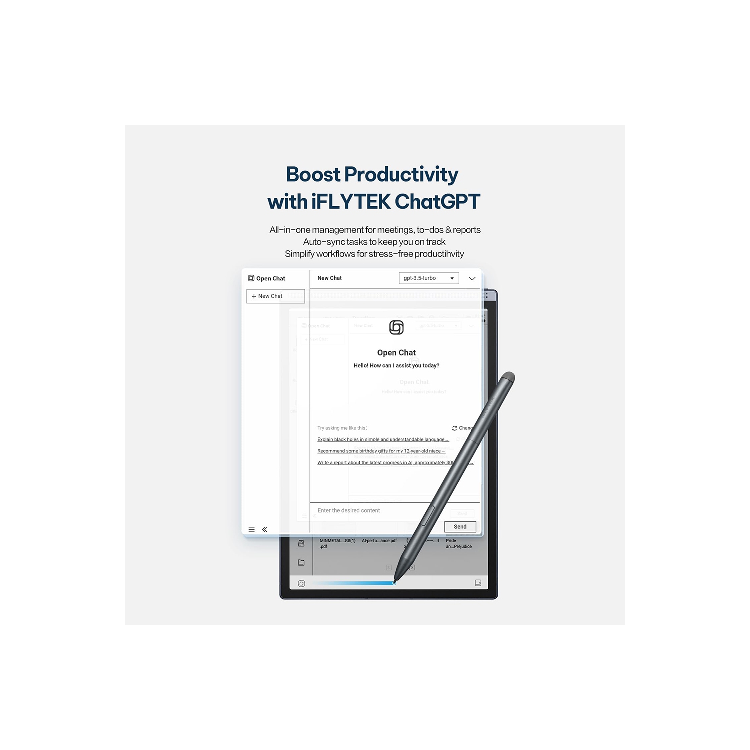 iFLYTEK AINOTE Air 2 Bundle - Black Folio Case, 8.2-inch AI Note-Taking Tablet Writing Paper Tablets, Digital Notebook with Pen, Voice-to-Text