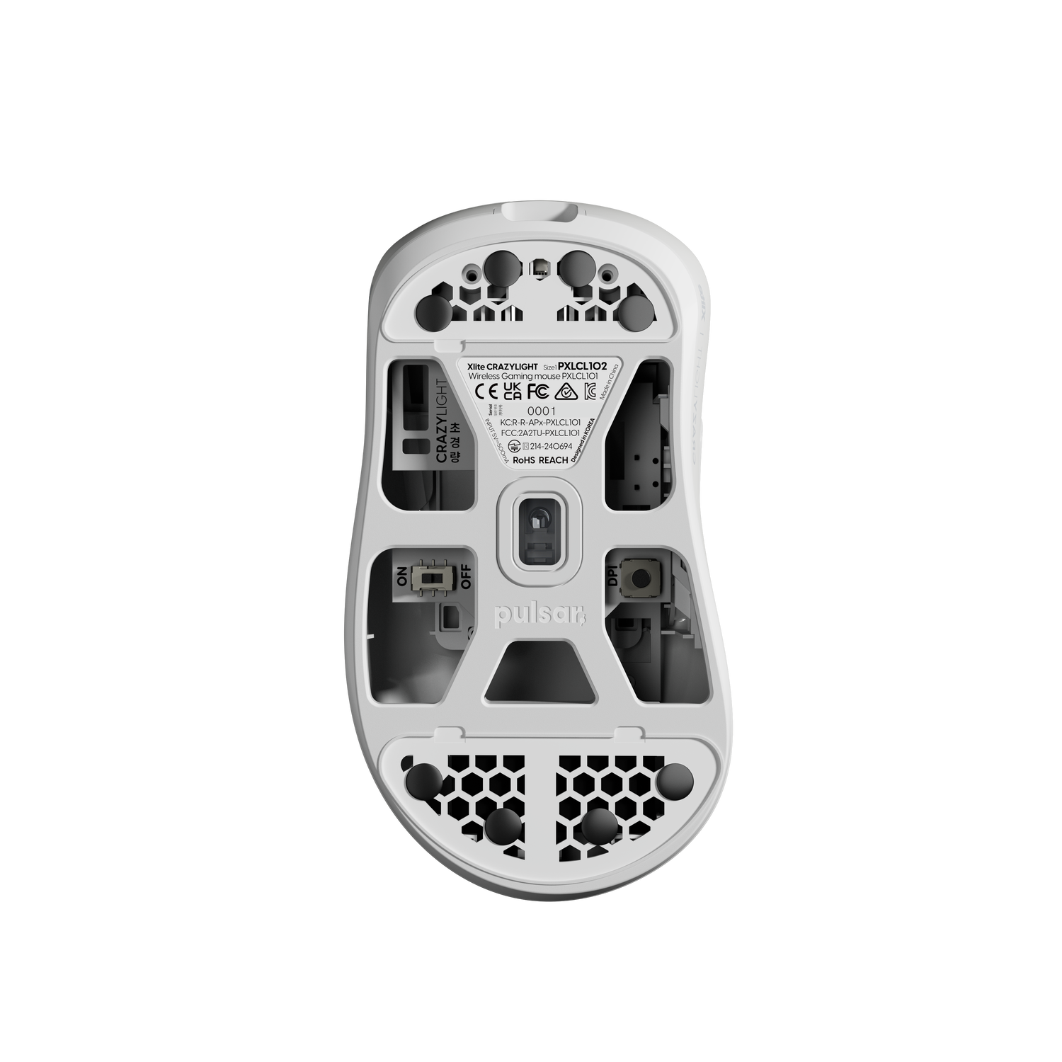 Mini souris de jeu sans fil de taille Xlite CRAZYLIGHT de Pulsar Gaming - Ultraléger 41&nbsp;g, clé électronique 8K incluse, blanc Uyuni