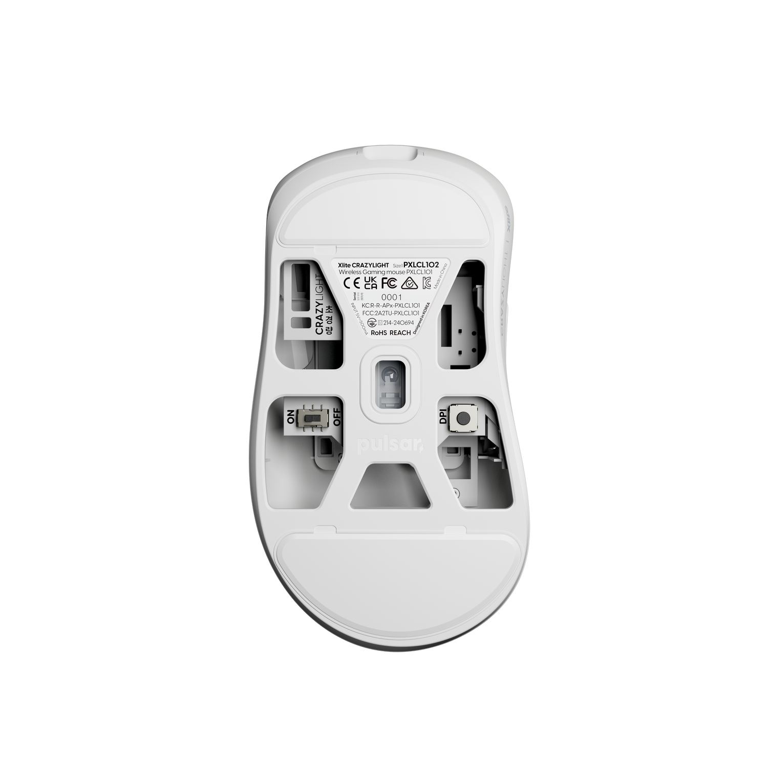 Mini souris de jeu sans fil de taille Xlite CRAZYLIGHT de Pulsar Gaming - Ultraléger 41&nbsp;g, clé électronique 8K incluse, blanc Uyuni