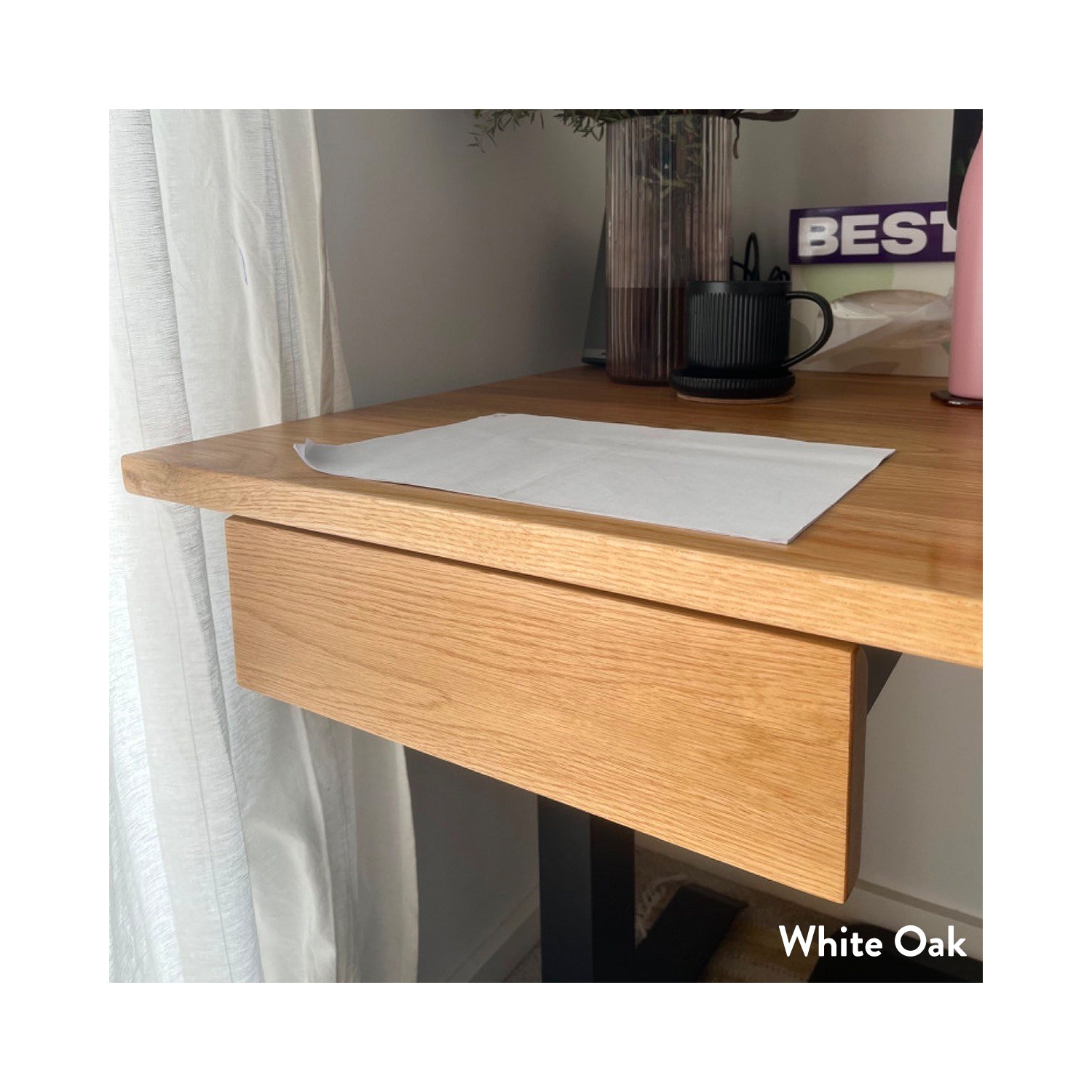 Desky White Minimal Under Desk - Space Grey Steel Slim Slide-Out Storage, 11 lb Capacity