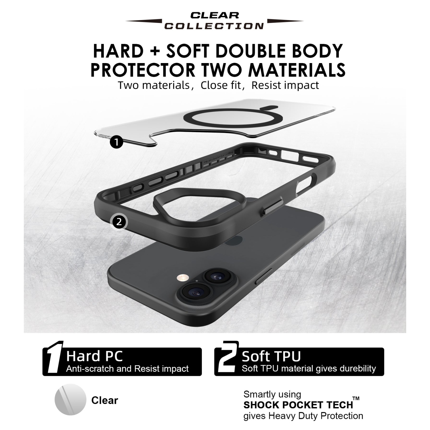 Uolo Soul+ iPhone 17 Drop Rated Military-Grade Protective [MagSafe] Hard Shell Case, Black