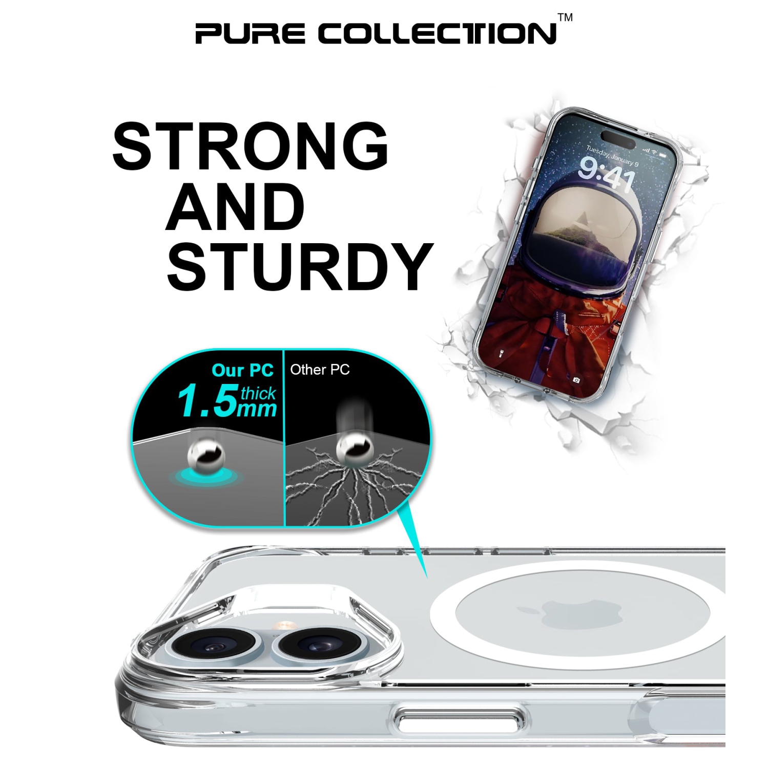 Uolo Soul+ iPhone 17 Drop Rated Military-Grade Protective [MagSafe] Hard Shell Case, Black