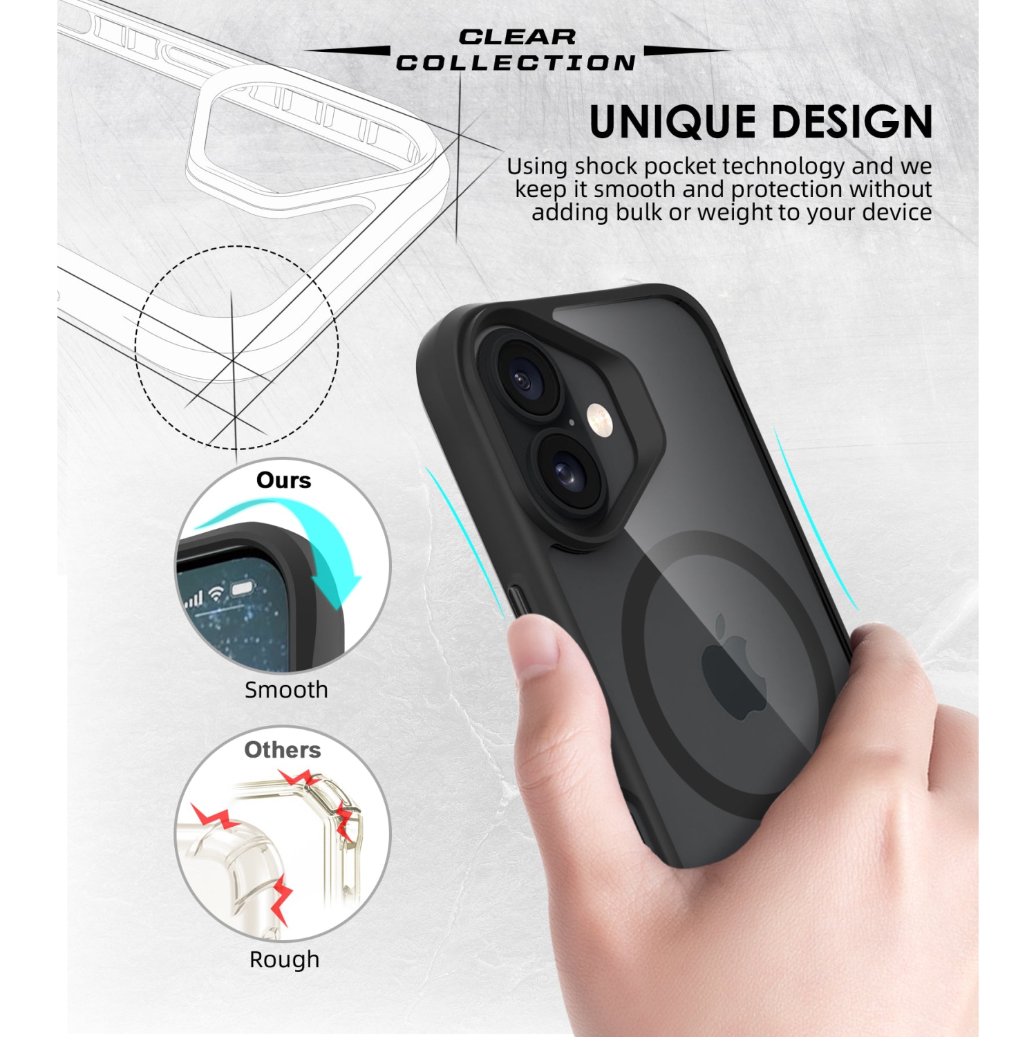 Uolo Soul+ iPhone 17 Drop Rated Military-Grade Protective [MagSafe] Hard Shell Case, Black