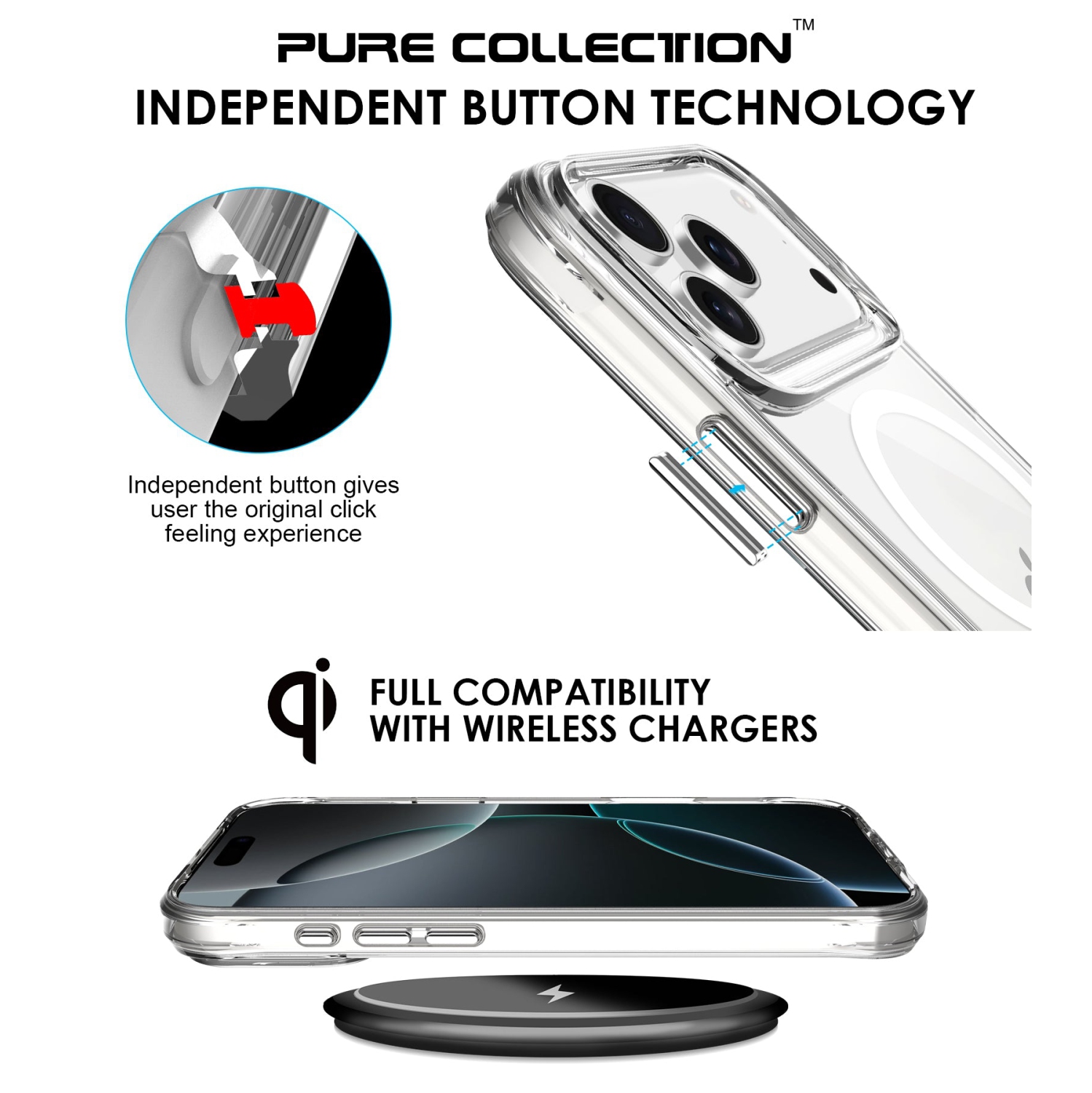 Uolo Soul+ iPhone 17 Pro Drop Rated Military-Grade Protective [MagSafe] Hard Shell Case, Clear