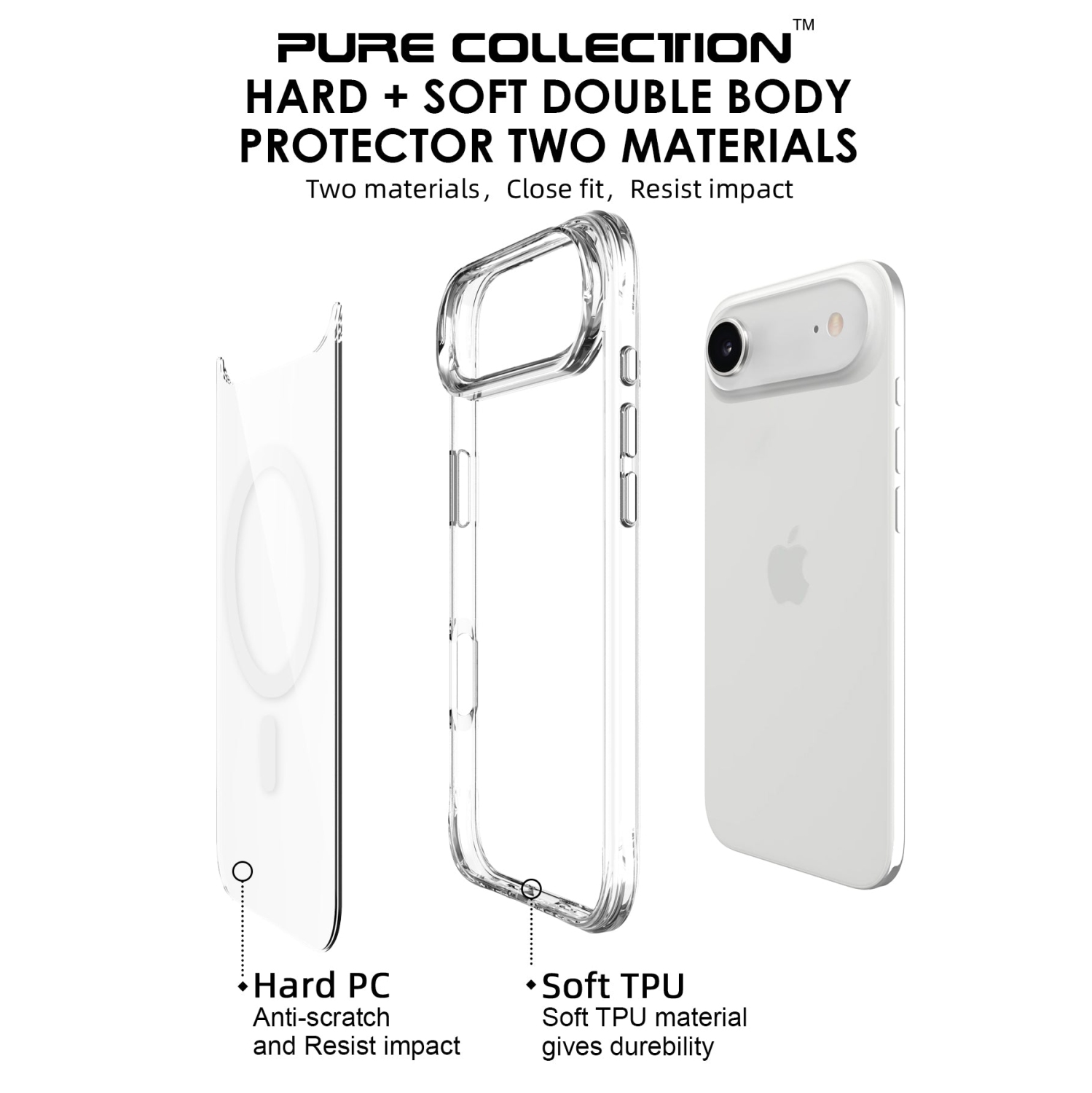 Uolo Soul+ iPhone Air Drop Rated Military-Grade Protective [MagSafe] Hard Shell Case, Clear