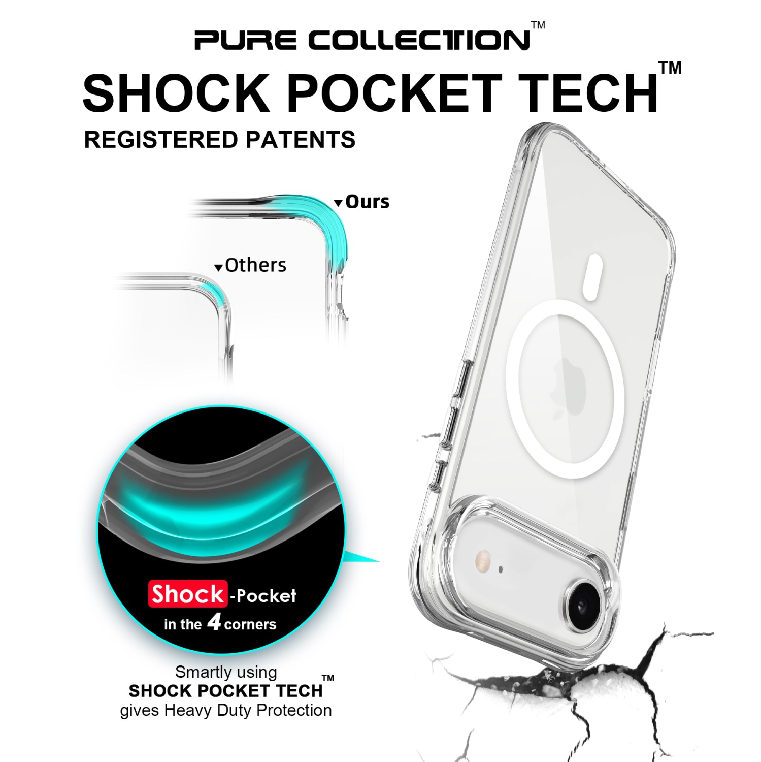 Uolo Soul+ iPhone Air Drop Rated Military-Grade Protective [MagSafe] Hard Shell Case, Clear