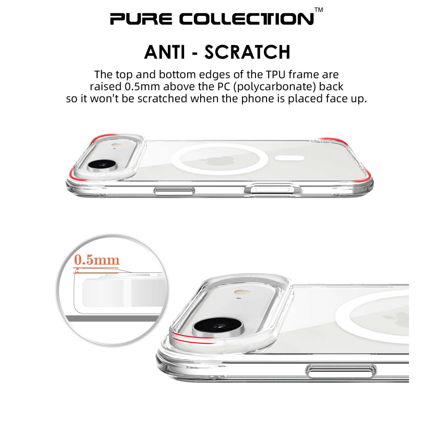 Uolo Soul+ iPhone Air Drop Rated Military-Grade Protective [MagSafe] Hard Shell Case, Clear