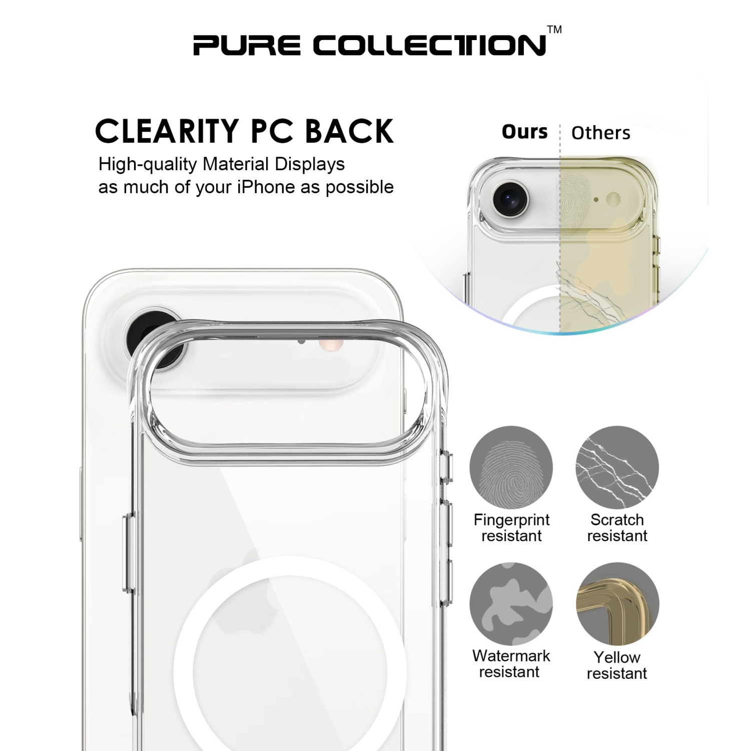 Uolo Soul+ iPhone Air Drop Rated Military-Grade Protective [MagSafe] Hard Shell Case, Clear