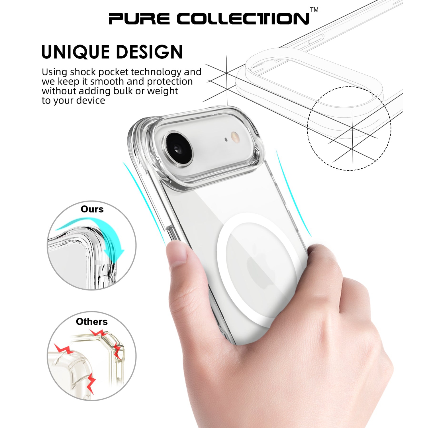 Uolo Soul+ iPhone Air Drop Rated Military-Grade Protective [MagSafe] Hard Shell Case, Black