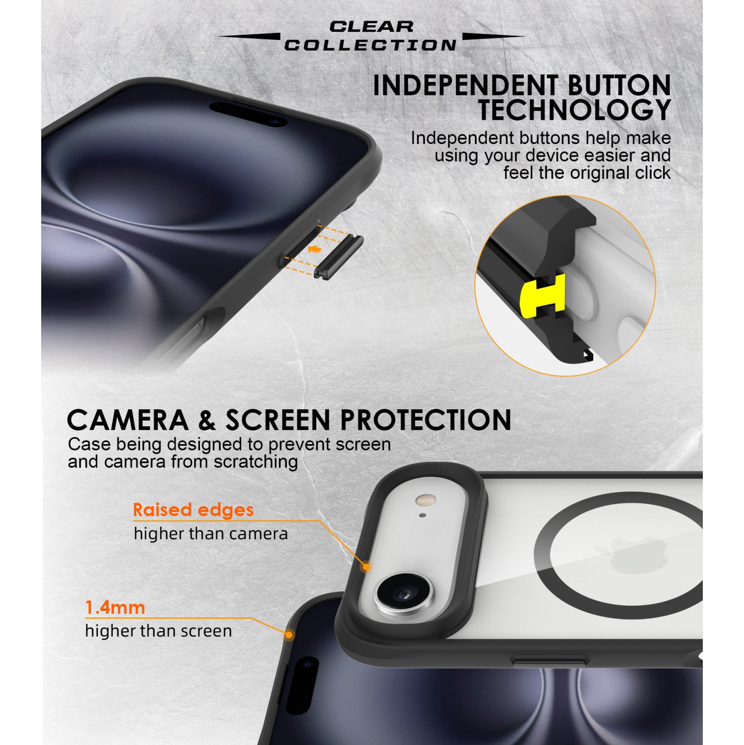 Uolo Soul+ iPhone Air Drop Rated Military-Grade Protective [MagSafe] Hard Shell Case, Black