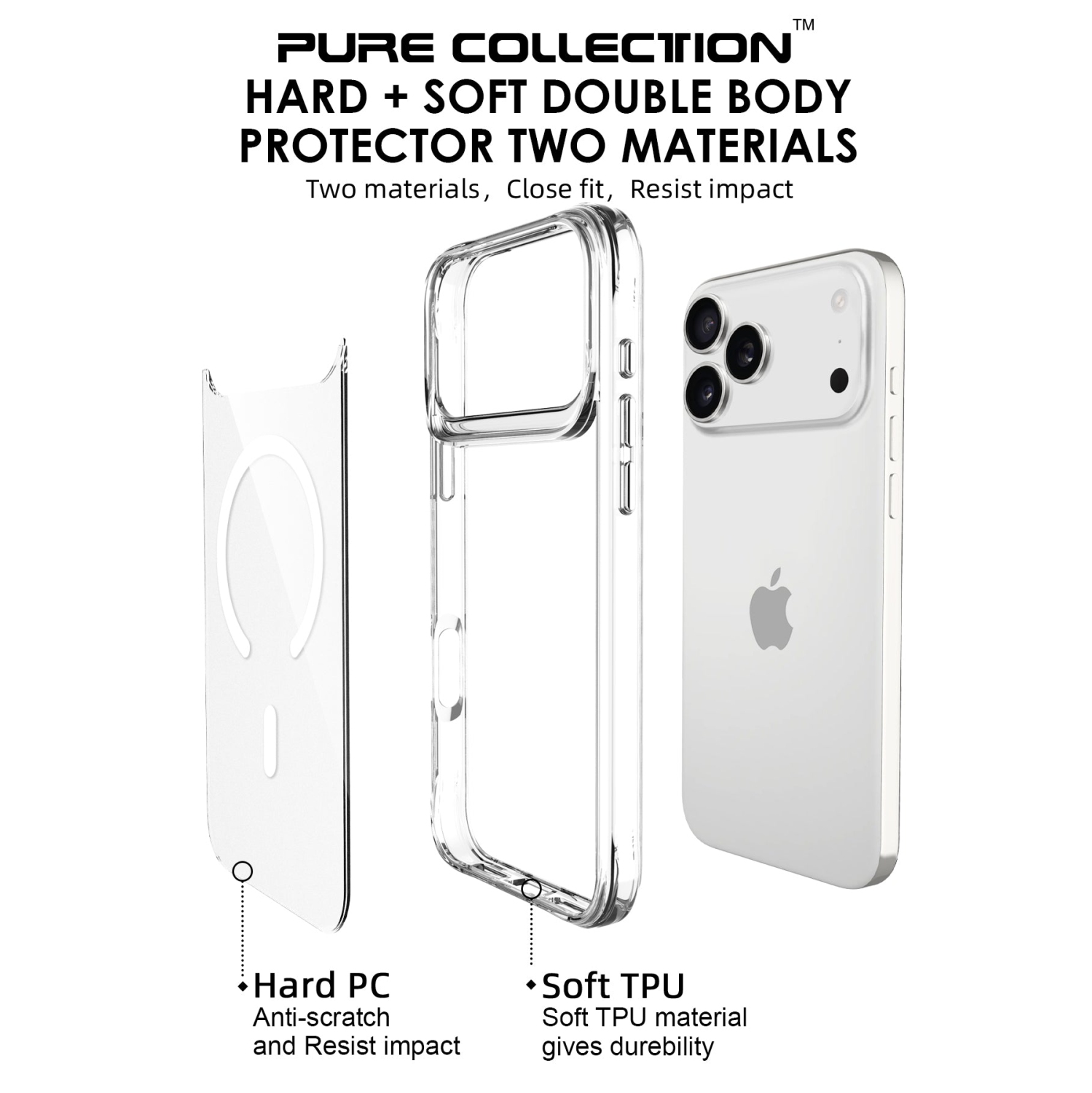 Uolo Soul+ iPhone 17 Pro Drop Rated Military-Grade Protective [MagSafe] Hard Shell Case, Black