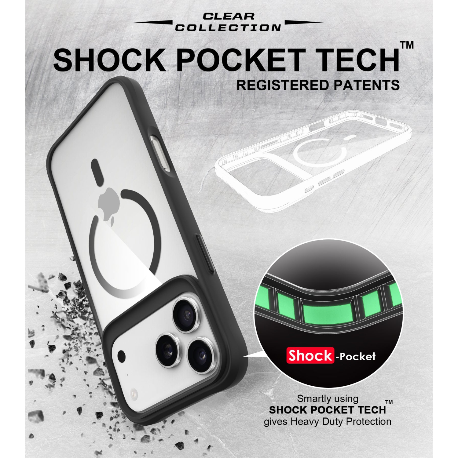 Uolo Soul+ iPhone 17 Pro Drop Rated Military-Grade Protective [MagSafe] Hard Shell Case, Black