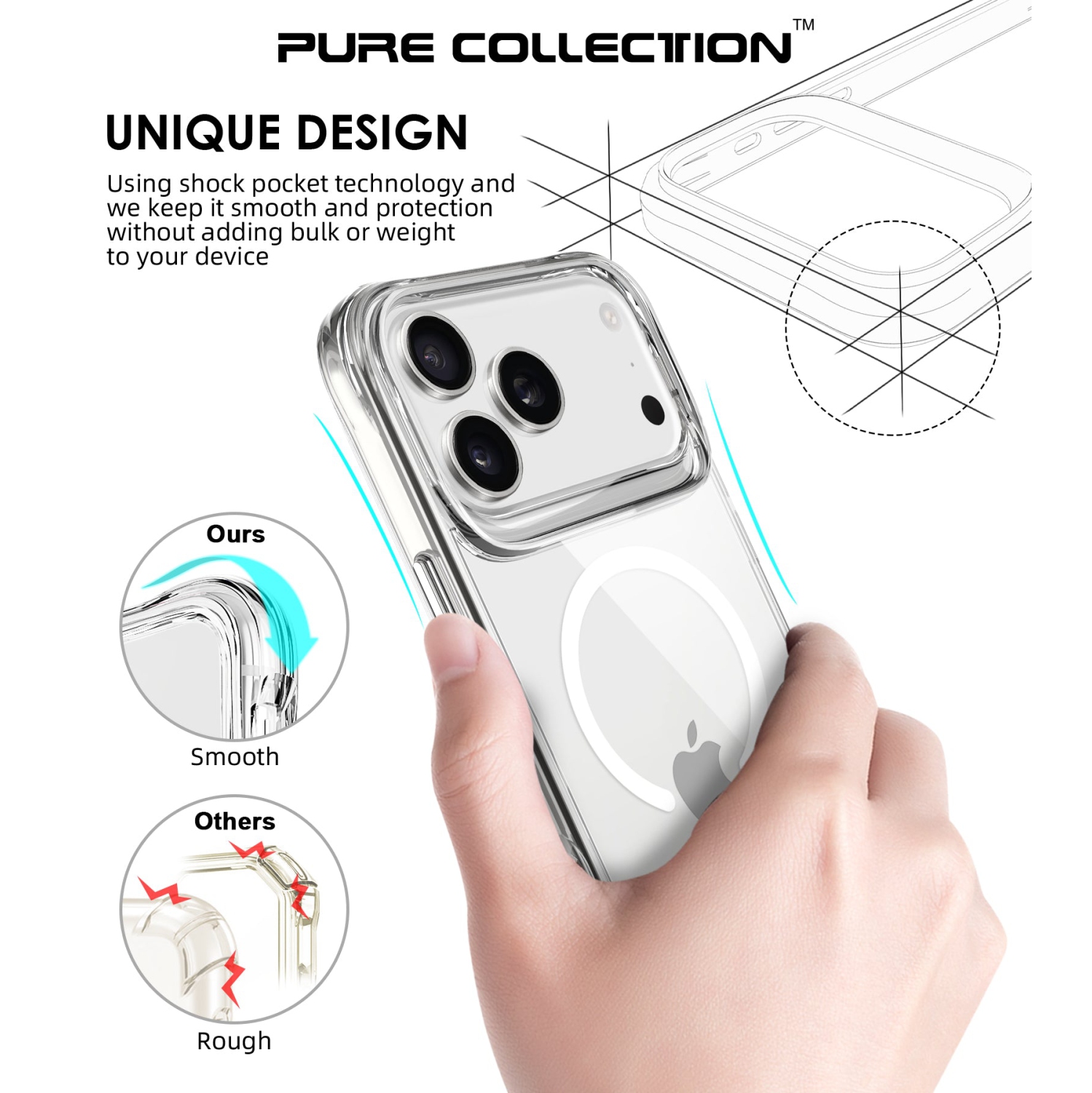 Uolo Soul+ iPhone 17 Pro Drop Rated Military-Grade Protective [MagSafe] Hard Shell Case, Black