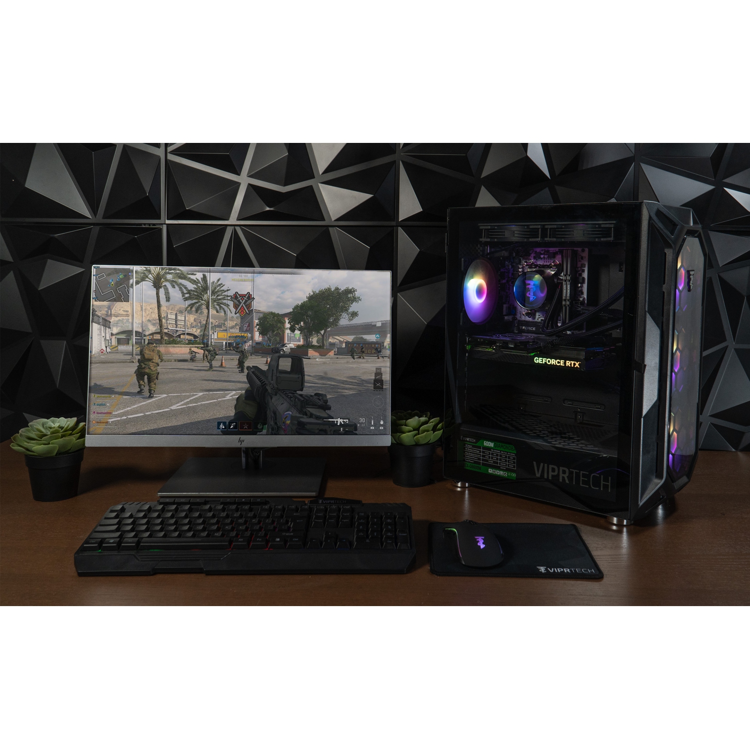 ViprTech Overlord 2.0 Wood Gaming PC - AMD Ryzen 7 5700X, AMD RX 9060 XT 16GB, 32GB DDR4, 2TB SSD, 800W Gold, VR-Ready, Keyboard Mouse, Desktop, White