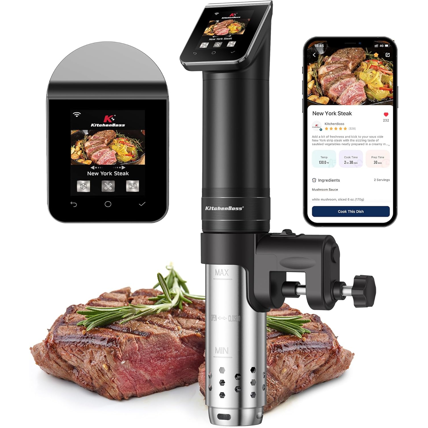 Sous Vide Cookers, Wifi, 1100 Watts Sous Vide Cooker, Thermal Immersion Circulator with Recipe, LCD Display